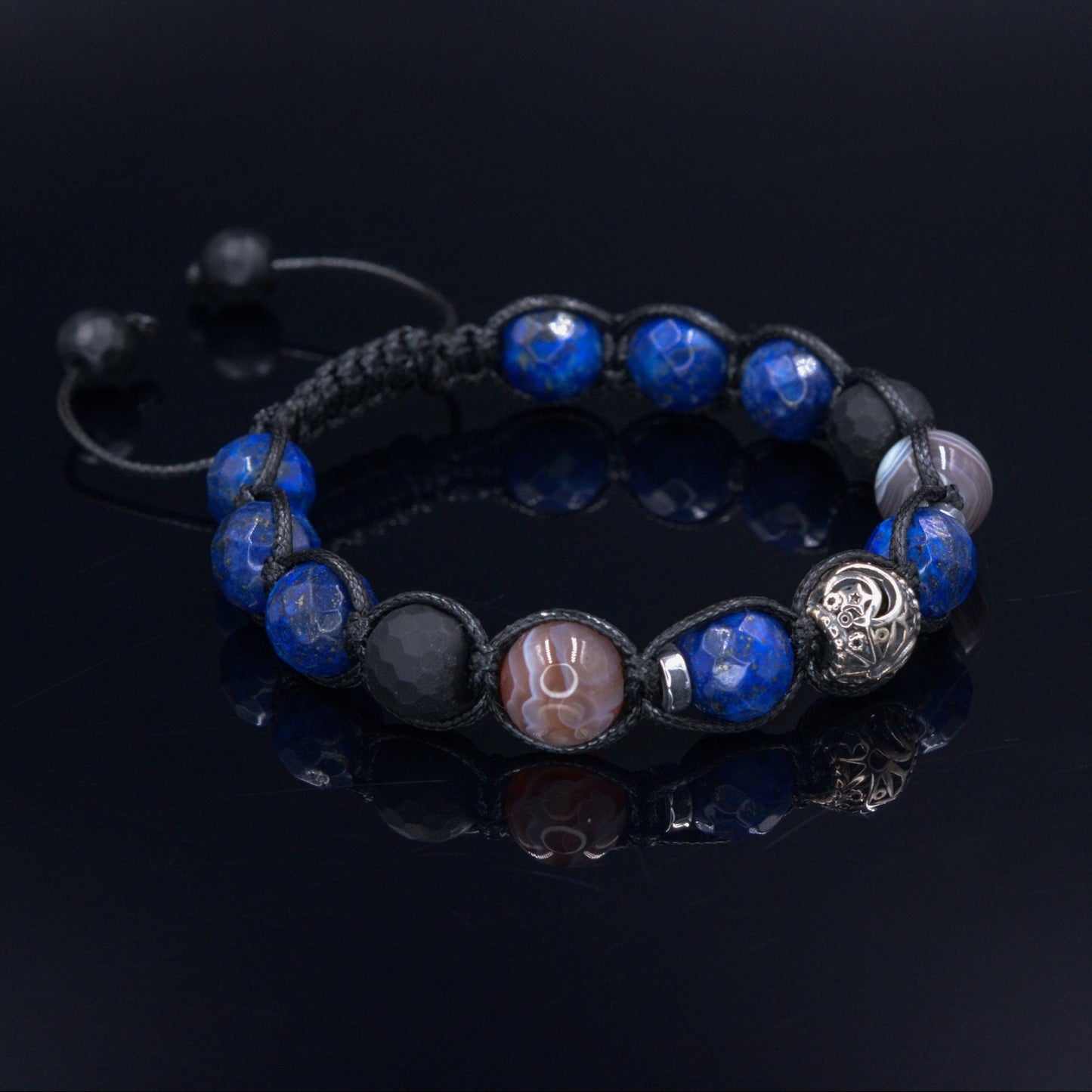 Men's Garnet Beaded Brcaelet - Black Agate & Lava Stone Bracelet - Adjustable Crystal Bracelet - Gift for Men - Macrame Bracelet for Men - Shamballa Bracelet - Birthstone Bracelet - Gemstone Bracelet Men - Chakra Bracelet - Macrame Bracelet - Healing Bracelet - Valinde