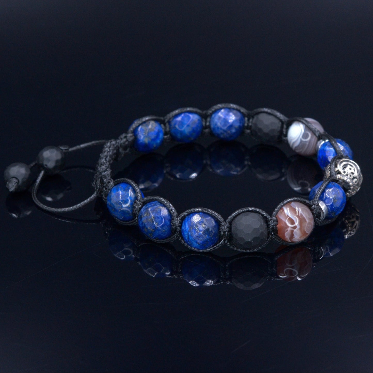 Men's Garnet Beaded Brcaelet - Black Agate & Lava Stone Bracelet - Adjustable Crystal Bracelet - Gift for Men - Macrame Bracelet for Men - Shamballa Bracelet - Birthstone Bracelet - Gemstone Bracelet Men - Chakra Bracelet - Macrame Bracelet - Healing Bracelet - Valinde