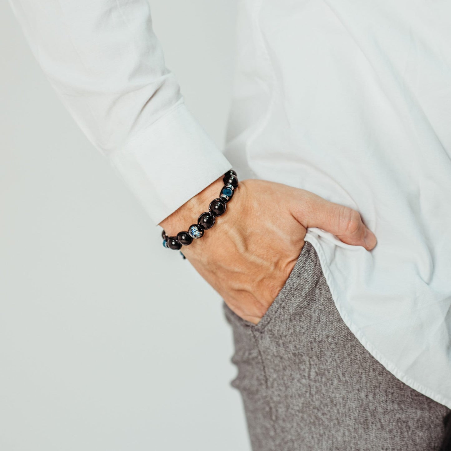 Genuine Shungite Bracelet - 925 Sterling Silver Bead Bracelet - Apatite & Hematite Bracelet - Macrame Adjustable Bracelet - Man Gift - Shamballa Bracelet - Mantra Bracelet - Birthstone Bracelet - Gemstone Bracelet Men - Chakra Bracelet - Macrame Bracelet - Healing Bracelet - Valinde