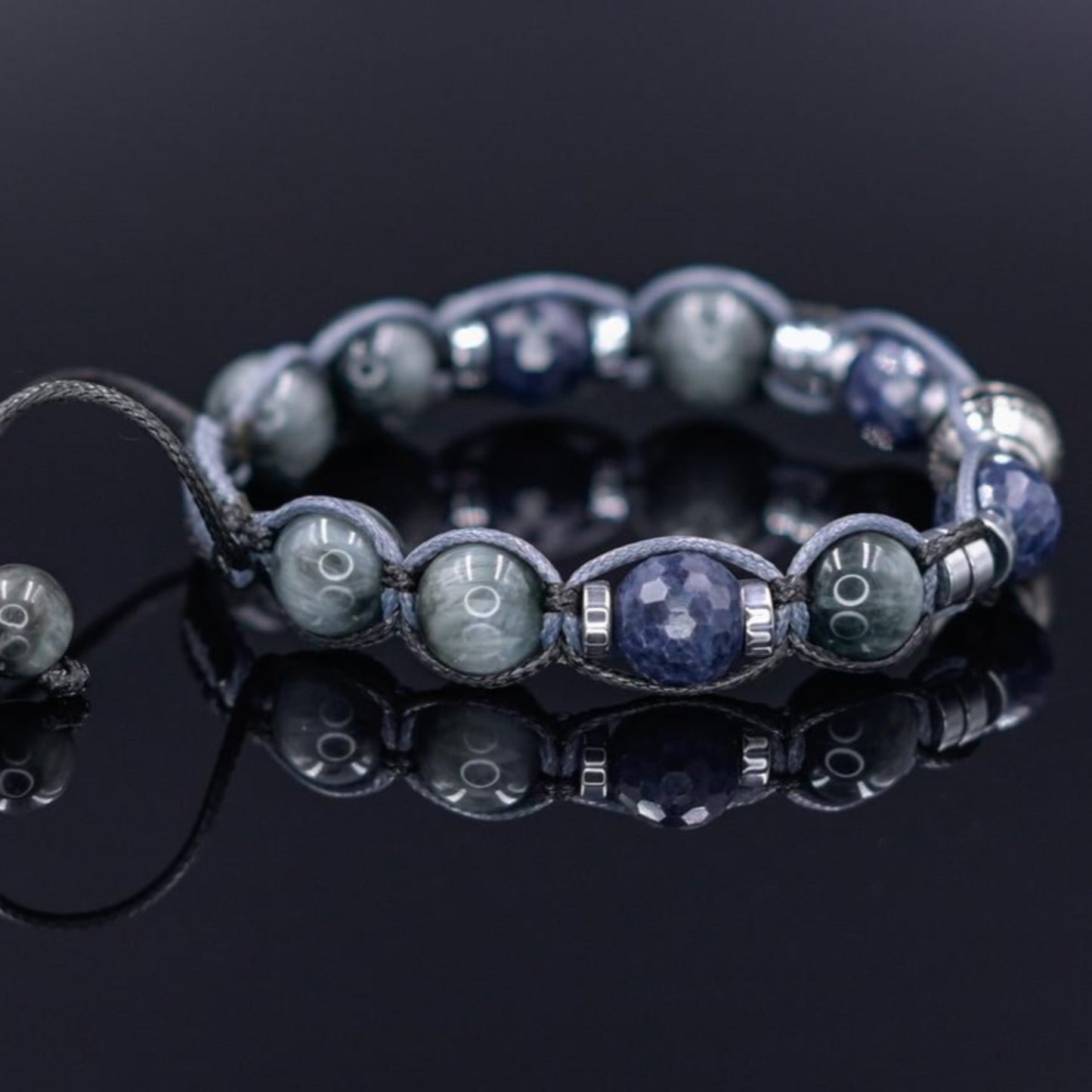 Blue Sapphire Bracelet, Men's Sapphire Hawk's Eye Braided Adjustable Bracelet, Luxury Beaded Jewelry, 925 Silver Bead Bracelet, Gift for Men - Shamballa Bracelet - Mantra Bracelet - Birthstone Bracelet - Gemstone Bracelet Men - Chakra Bracelet - Macrame Bracelet - Healing Bracelet - Valinde