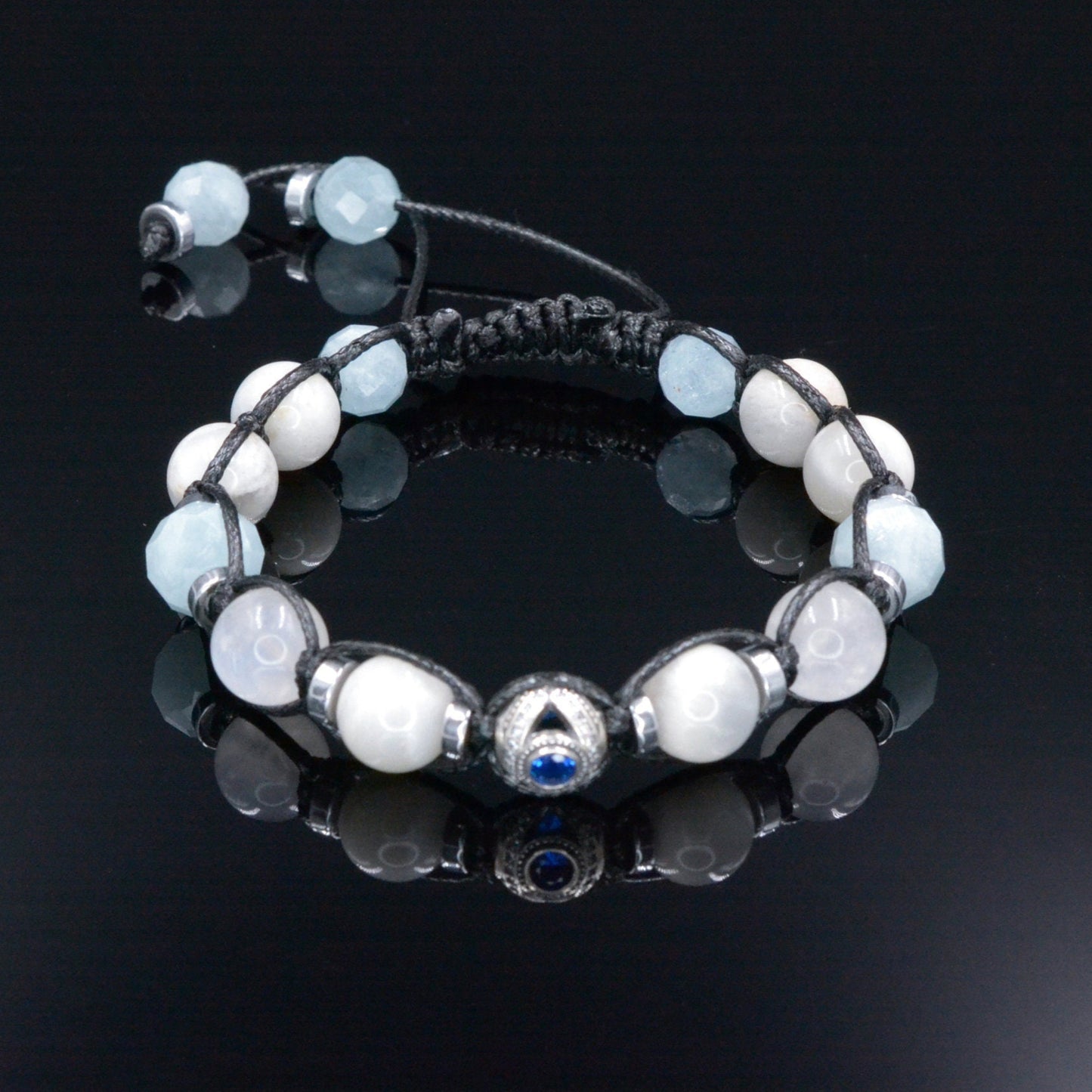 Men's 925 Silver Bead Bracelet - White Sunstone Moonstone Aquamarine Crystal Bracelet - Gift for Men - Adjustable Bracelet - Men's Gift - Shamballa Bracelet - Birthstone Bracelet - Gemstone Bracelet Men - Chakra Bracelet - Macrame Bracelet - Healing Bracelet - Valinde - Shamballa Bracelet - Birthstone Bracelet - Gemstone Bracelet Men - Chakra Bracelet - Macrame Bracelet - Healing Bracelet - Valinde