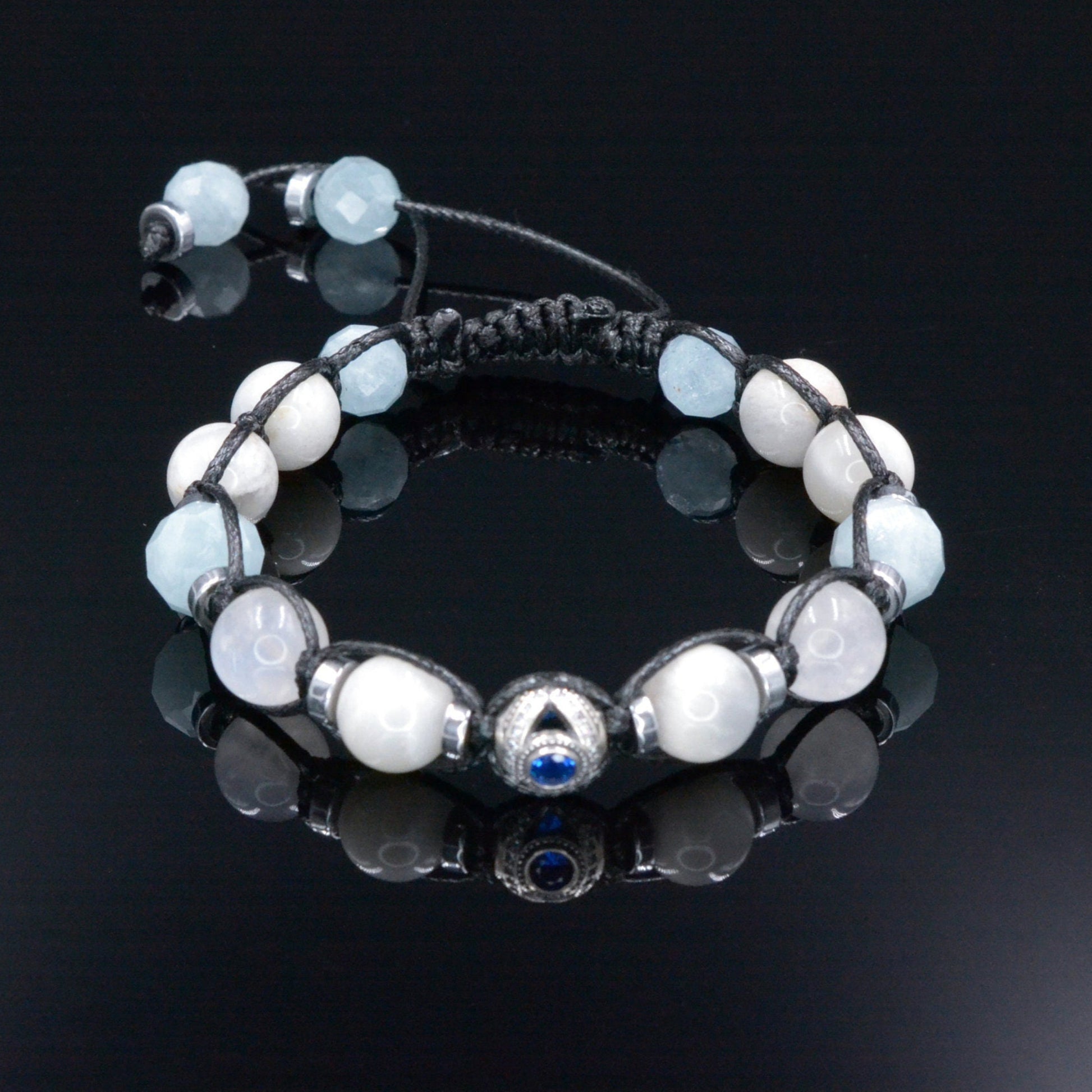 Men's 925 Silver Bead Bracelet - White Sunstone Moonstone Aquamarine Crystal Bracelet - Gift for Men - Adjustable Bracelet - Men's Gift - Shamballa Bracelet - Birthstone Bracelet - Gemstone Bracelet Men - Chakra Bracelet - Macrame Bracelet - Healing Bracelet - Valinde - Shamballa Bracelet - Birthstone Bracelet - Gemstone Bracelet Men - Chakra Bracelet - Macrame Bracelet - Healing Bracelet - Valinde