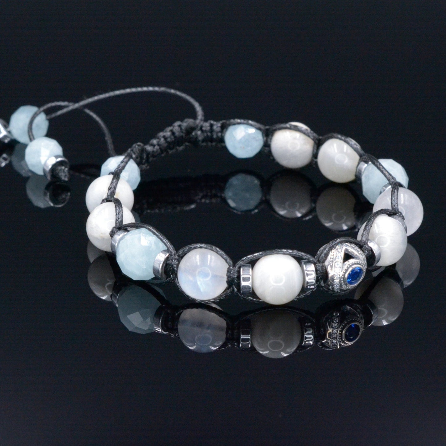 Men's 925 Silver Bead Bracelet - White Sunstone Moonstone Aquamarine Crystal Bracelet - Gift for Men - Adjustable Bracelet - Men's Gift - Shamballa Bracelet - Birthstone Bracelet - Gemstone Bracelet Men - Chakra Bracelet - Macrame Bracelet - Healing Bracelet - Valinde - Shamballa Bracelet - Birthstone Bracelet - Gemstone Bracelet Men - Chakra Bracelet - Macrame Bracelet - Healing Bracelet - Valinde