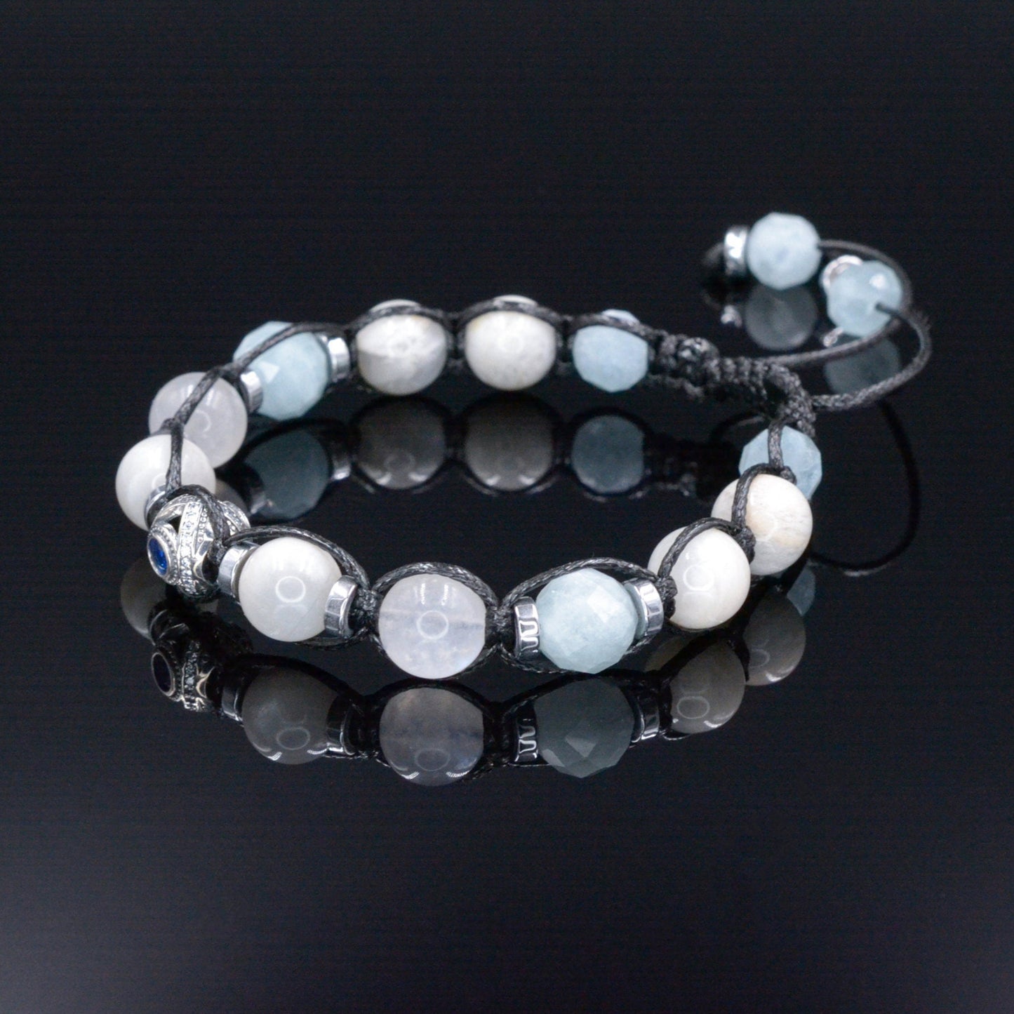 Men's 925 Silver Bead Bracelet - White Sunstone Moonstone Aquamarine Crystal Bracelet - Gift for Men - Adjustable Bracelet - Men's Gift - Shamballa Bracelet - Birthstone Bracelet - Gemstone Bracelet Men - Chakra Bracelet - Macrame Bracelet - Healing Bracelet - Valinde - Shamballa Bracelet - Birthstone Bracelet - Gemstone Bracelet Men - Chakra Bracelet - Macrame Bracelet - Healing Bracelet - Valinde