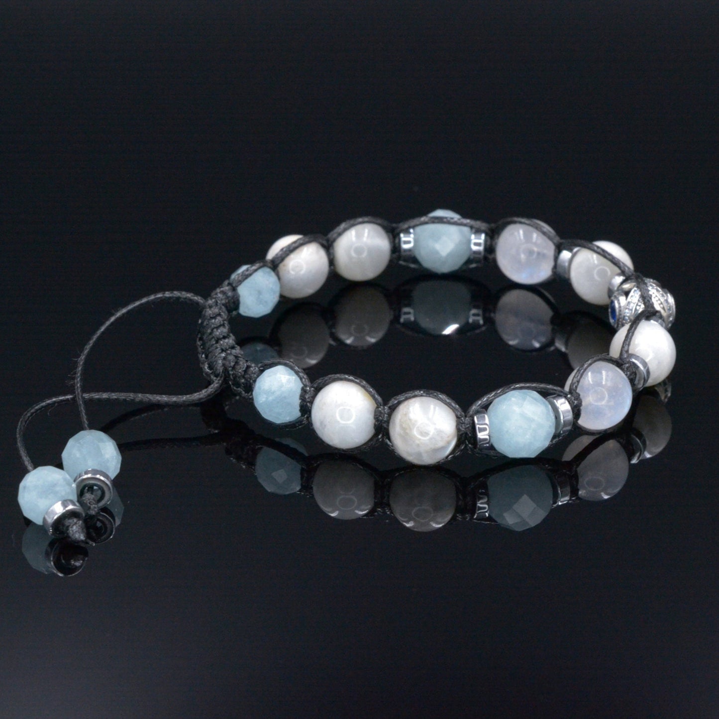 Men's 925 Silver Bead Bracelet - White Sunstone Moonstone Aquamarine Crystal Bracelet - Gift for Men - Adjustable Bracelet - Men's Gift - Shamballa Bracelet - Birthstone Bracelet - Gemstone Bracelet Men - Chakra Bracelet - Macrame Bracelet - Healing Bracelet - Valinde - Shamballa Bracelet - Birthstone Bracelet - Gemstone Bracelet Men - Chakra Bracelet - Macrame Bracelet - Healing Bracelet - Valinde