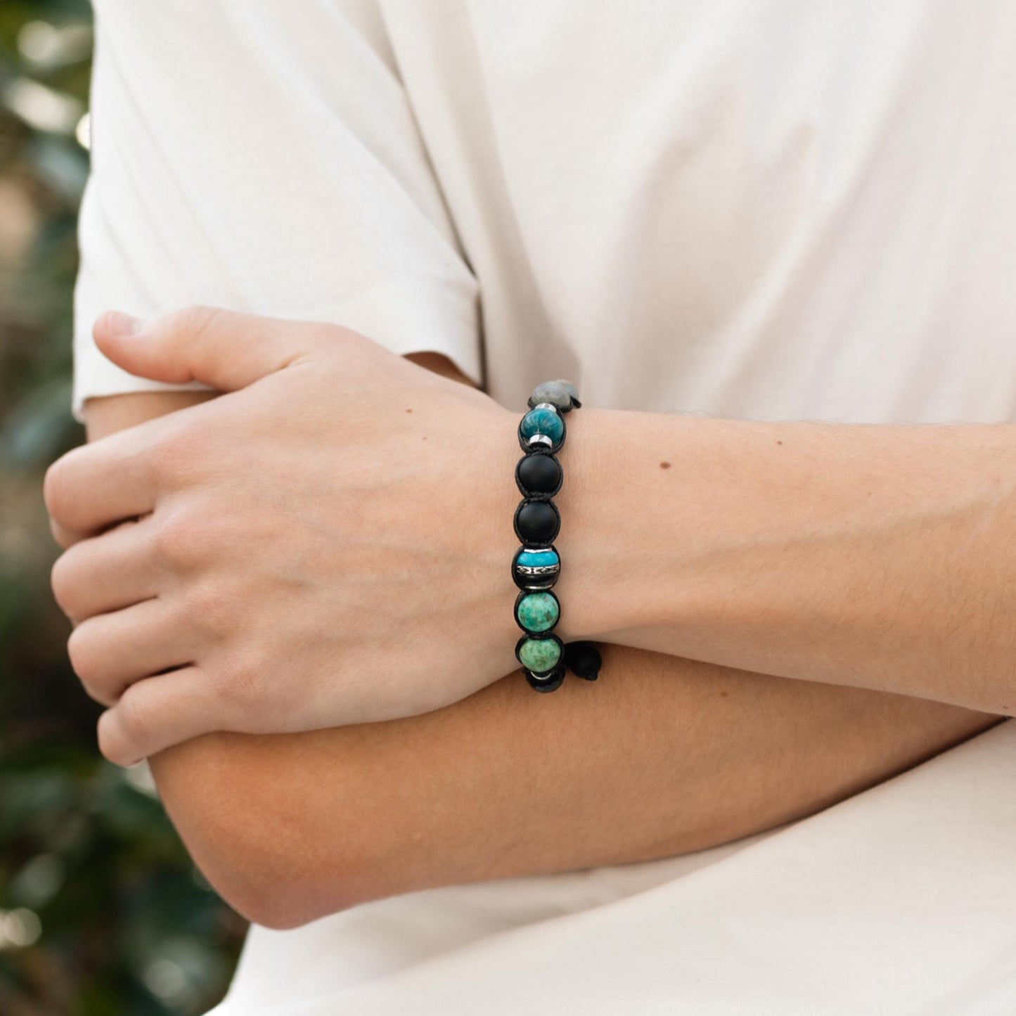 Turquoise Labradorite Onyx Apatite Braided Bracelet, Men's 925 Silver bead Bracelet, Gift for Him, Adjustable Crystal Luxury Bracelet - Shamballa Bracelet - Birthstone Bracelet - Gemstone Bracelet Men - Chakra Bracelet - Macrame Bracelet - Healing Bracelet - Valinde - Shamballa Bracelet - Birthstone Bracelet - Gemstone Bracelet Men - Chakra Bracelet - Macrame Bracelet - Healing Bracelet - Valinde