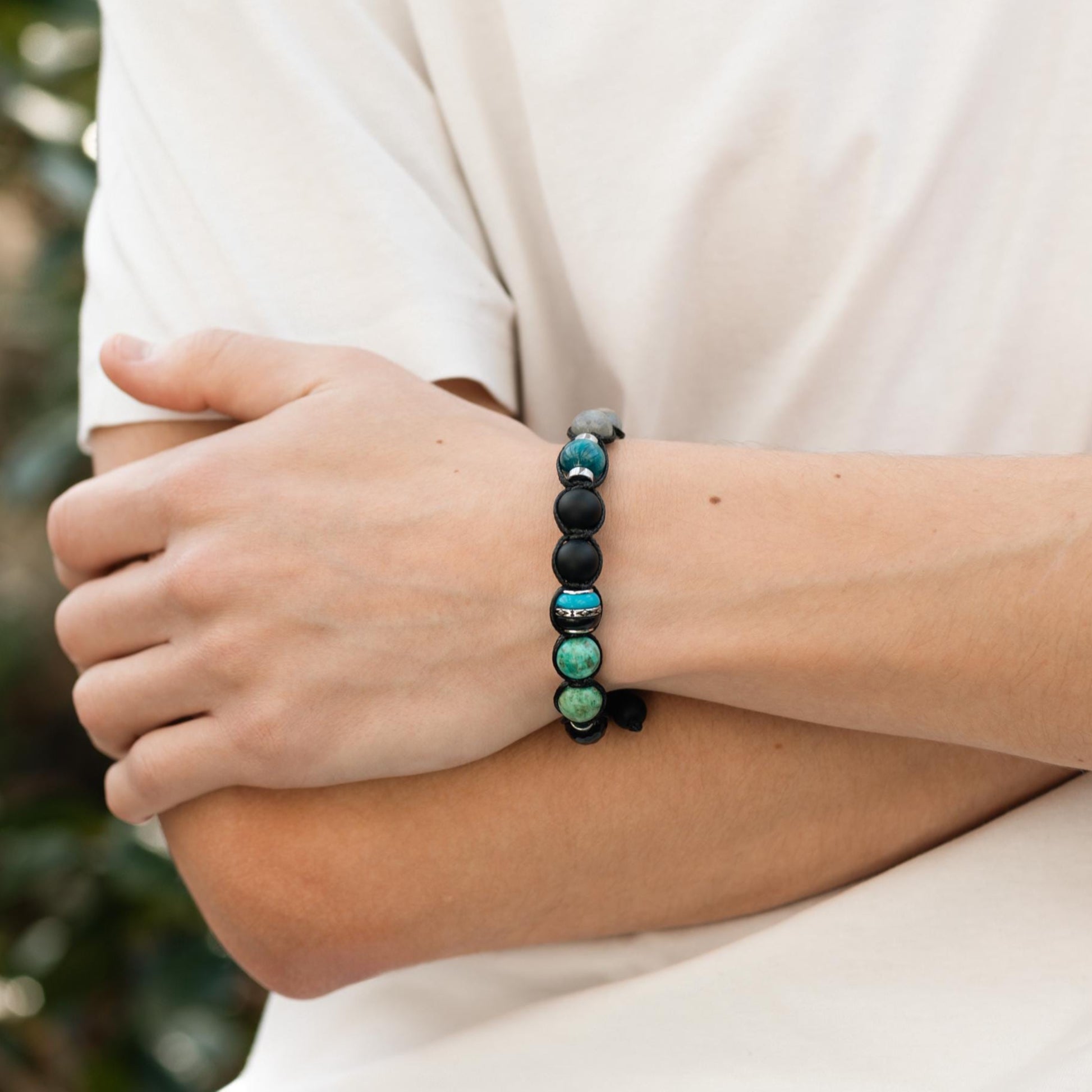 Turquoise Labradorite Onyx Apatite Braided Bracelet, Men's 925 Silver bead Bracelet, Gift for Him, Adjustable Crystal Luxury Bracelet - Shamballa Bracelet - Birthstone Bracelet - Gemstone Bracelet Men - Chakra Bracelet - Macrame Bracelet - Healing Bracelet - Valinde - Shamballa Bracelet - Birthstone Bracelet - Gemstone Bracelet Men - Chakra Bracelet - Macrame Bracelet - Healing Bracelet - Valinde