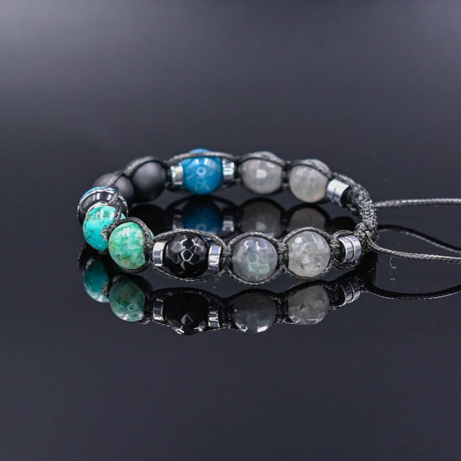 Turquoise Labradorite Onyx Apatite Braided Bracelet, Men's 925 Silver bead Bracelet, Gift for Him, Adjustable Crystal Luxury Bracelet - Shamballa Bracelet - Birthstone Bracelet - Gemstone Bracelet Men - Chakra Bracelet - Macrame Bracelet - Healing Bracelet - Valinde - Shamballa Bracelet - Birthstone Bracelet - Gemstone Bracelet Men - Chakra Bracelet - Macrame Bracelet - Healing Bracelet - Valinde