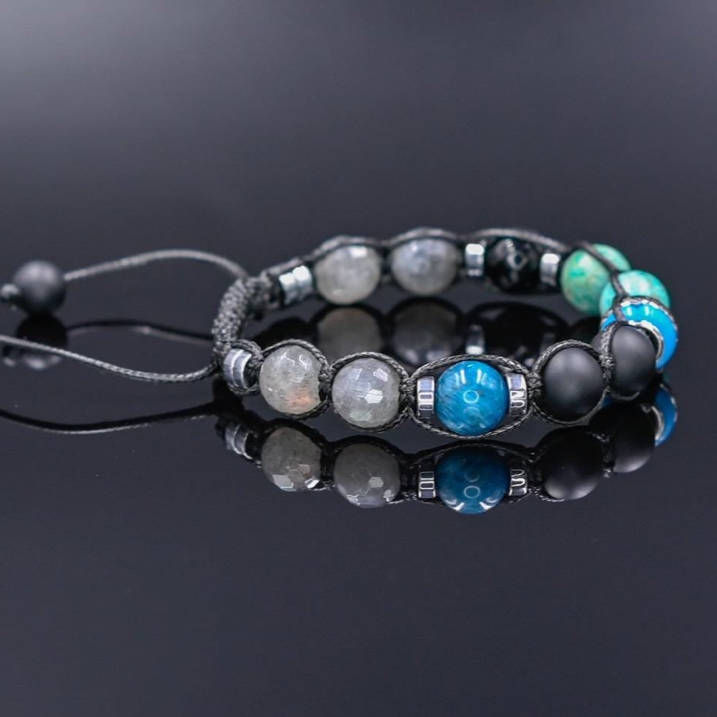Turquoise Labradorite Onyx Apatite Braided Bracelet, Men's 925 Silver bead Bracelet, Gift for Him, Adjustable Crystal Luxury Bracelet - Shamballa Bracelet - Birthstone Bracelet - Gemstone Bracelet Men - Chakra Bracelet - Macrame Bracelet - Healing Bracelet - Valinde - Shamballa Bracelet - Birthstone Bracelet - Gemstone Bracelet Men - Chakra Bracelet - Macrame Bracelet - Healing Bracelet - Valinde
