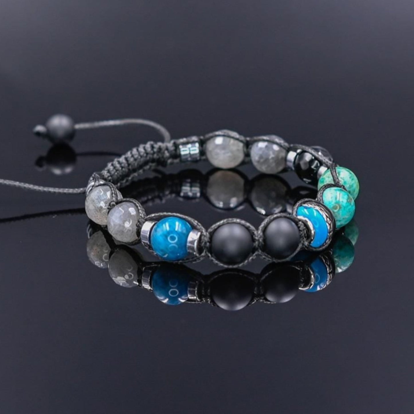 Turquoise Labradorite Onyx Apatite Braided Bracelet, Men's 925 Silver bead Bracelet, Gift for Him, Adjustable Crystal Luxury Bracelet - Shamballa Bracelet - Birthstone Bracelet - Gemstone Bracelet Men - Chakra Bracelet - Macrame Bracelet - Healing Bracelet - Valinde - Shamballa Bracelet - Birthstone Bracelet - Gemstone Bracelet Men - Chakra Bracelet - Macrame Bracelet - Healing Bracelet - Valinde