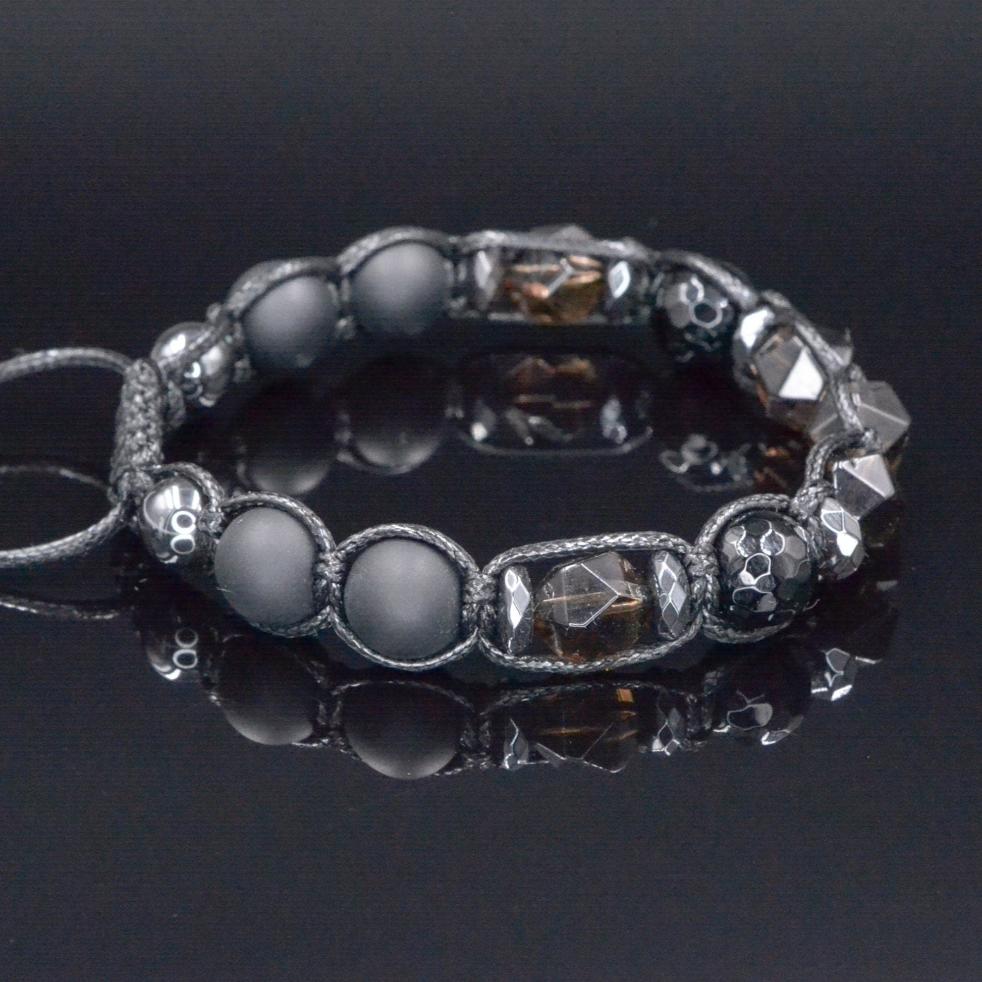 Men's Smoky Quartz Braided Bracelet - Black Onyx Agate Crystal Bracelet for Men - Gift for Men - Adjustable Macrame Bracelet - Men's Gift - Shamballa Bracelet - Birthstone Bracelet - Gemstone Bracelet Men - Chakra Bracelet - Macrame Bracelet - Healing Bracelet - Valinde