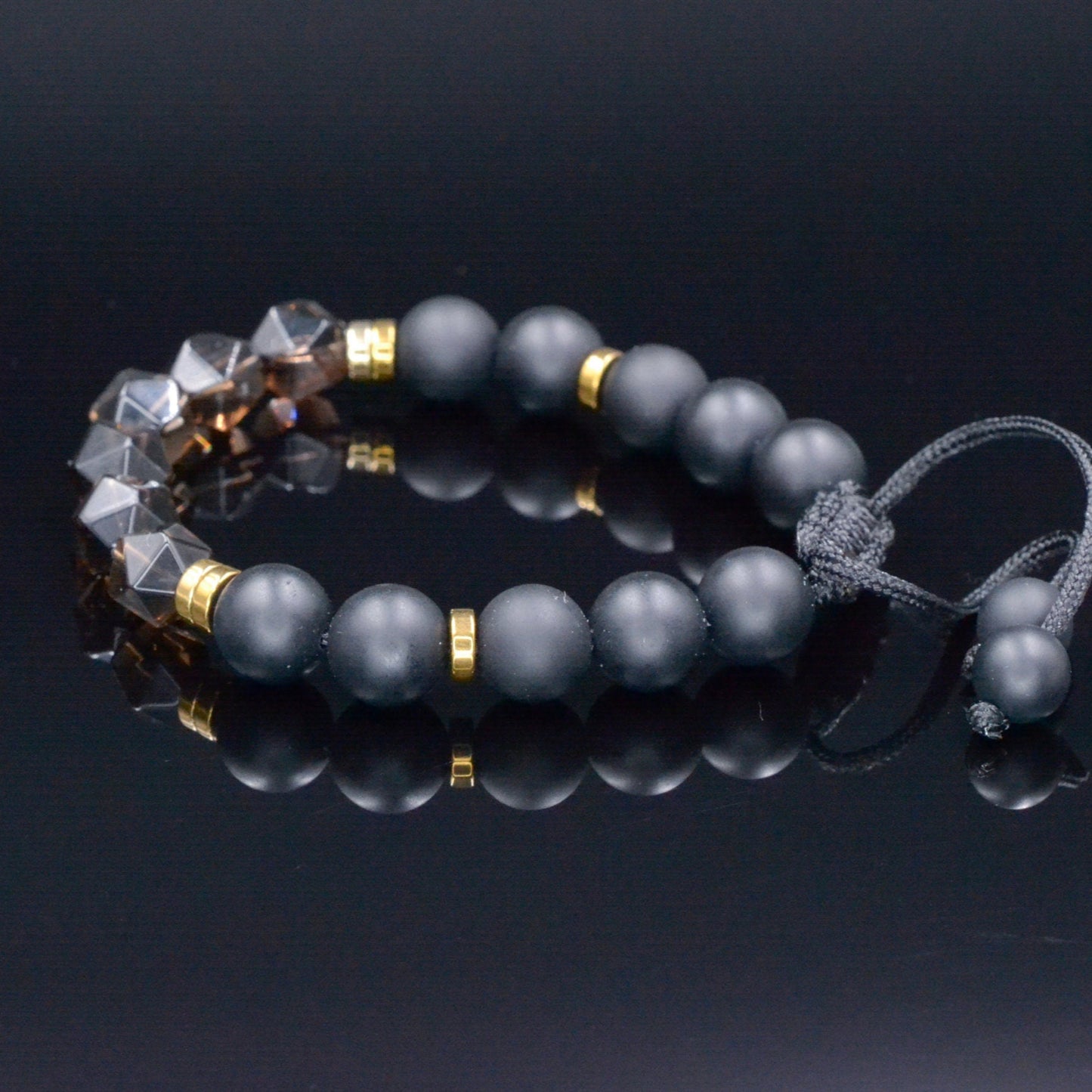 Men's Raw Smoky Quartz Bracelet Crystal Luxury Bracelet Black Onyx Beads Bracelet Gift for Men Adjustable Stone Bracelet Gift for Husband - Shamballa Bracelet - Mantra Bracelet - Birthstone Bracelet - Gemstone Bracelet Men - Chakra Bracelet - Macrame Bracelet - Healing Bracelet - Valinde