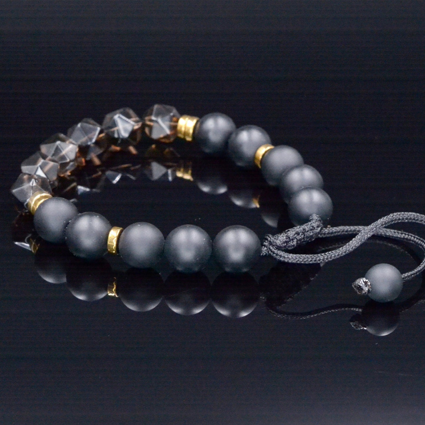 Men's Raw Smoky Quartz Bracelet Crystal Luxury Bracelet Black Onyx Beads Bracelet Gift for Men Adjustable Stone Bracelet Gift for Husband - Shamballa Bracelet - Mantra Bracelet - Birthstone Bracelet - Gemstone Bracelet Men - Chakra Bracelet - Macrame Bracelet - Healing Bracelet - Valinde