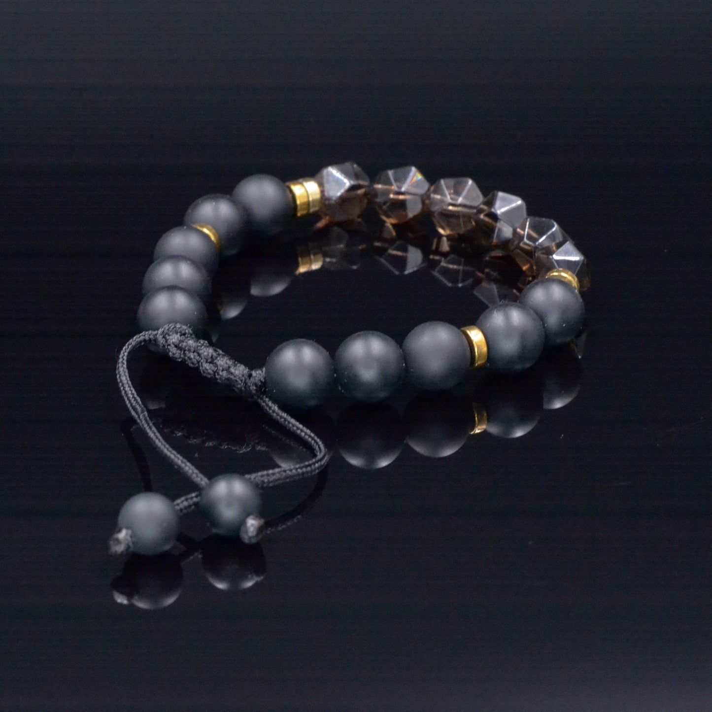 Men's Raw Smoky Quartz Bracelet Crystal Luxury Bracelet Black Onyx Beads Bracelet Gift for Men Adjustable Stone Bracelet Gift for Husband - Shamballa Bracelet - Mantra Bracelet - Birthstone Bracelet - Gemstone Bracelet Men - Chakra Bracelet - Macrame Bracelet - Healing Bracelet - Valinde