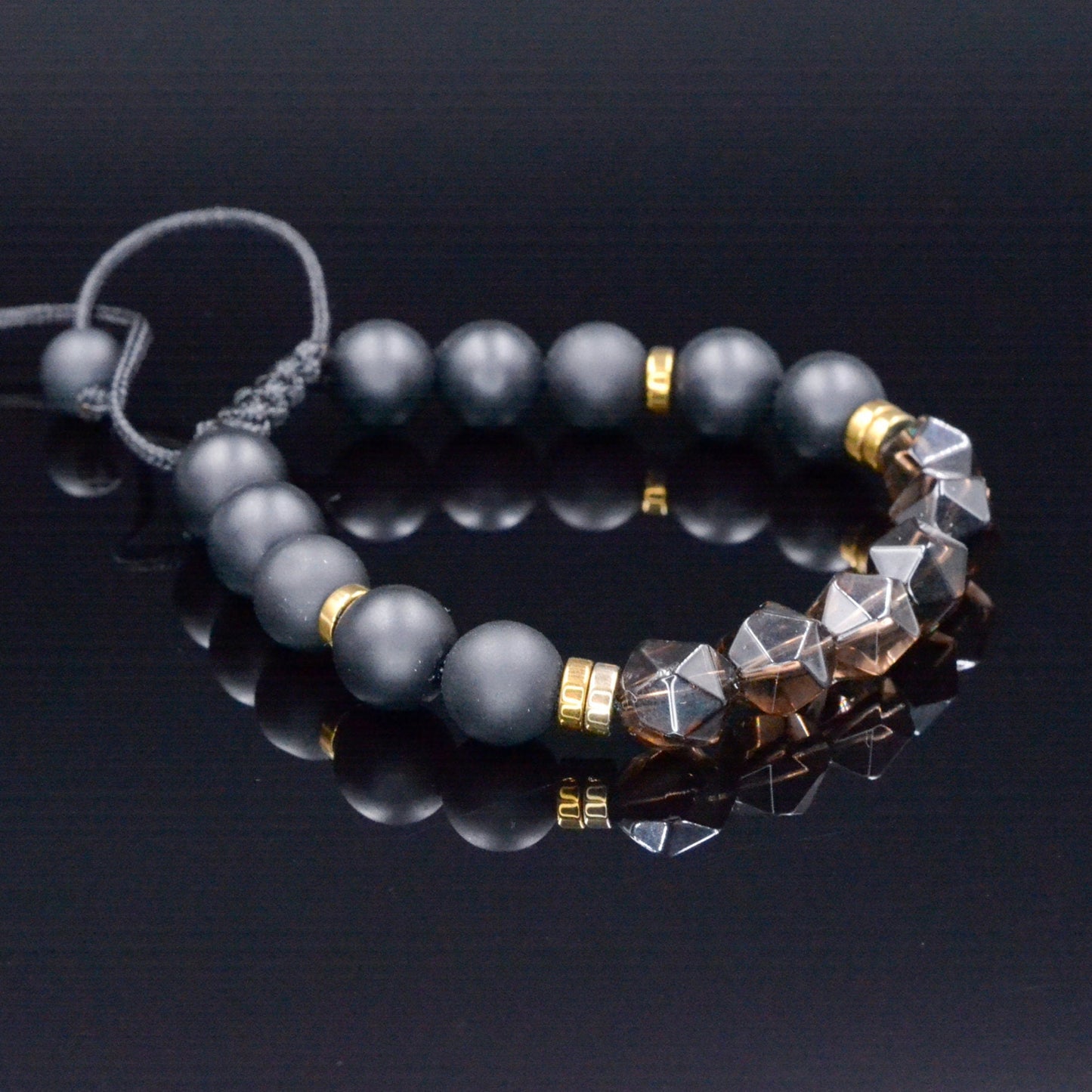 Men's Raw Smoky Quartz Bracelet Crystal Luxury Bracelet Black Onyx Beads Bracelet Gift for Men Adjustable Stone Bracelet Gift for Husband - Shamballa Bracelet - Mantra Bracelet - Birthstone Bracelet - Gemstone Bracelet Men - Chakra Bracelet - Macrame Bracelet - Healing Bracelet - Valinde