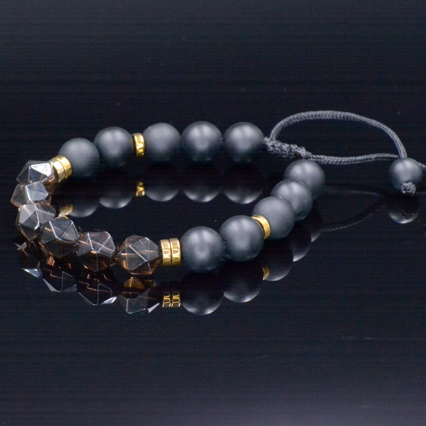 Men's Raw Smoky Quartz Bracelet Crystal Luxury Bracelet Black Onyx Beads Bracelet Gift for Men Adjustable Stone Bracelet Gift for Husband - Shamballa Bracelet - Mantra Bracelet - Birthstone Bracelet - Gemstone Bracelet Men - Chakra Bracelet - Macrame Bracelet - Healing Bracelet - Valinde