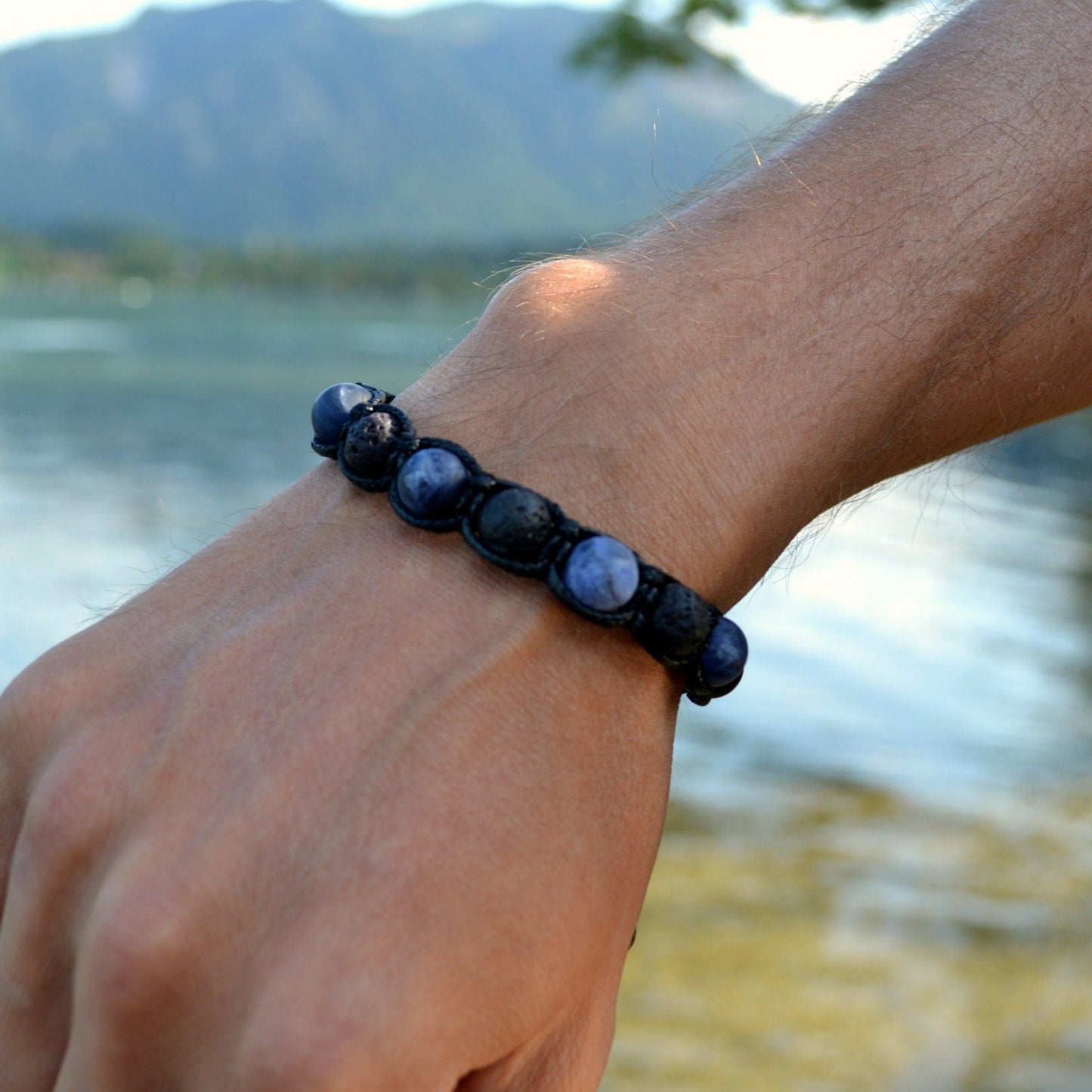 Men's Sodalite Bracelet Black lava Bracelet Crystal Jewelry Onyx Beaded Bracelet Gift for Men Macrame Adjustable Bracelet Stone Bracelet - Shamballa Bracelet - Mantra Bracelet - Yoga Bracelet - Birthstone Bracelet - Gemstone Bracelet Men - Chakra Bracelet - Macrame Bracelet - Healing Bracelet - Gift for Father - Gift For Men - Valinde