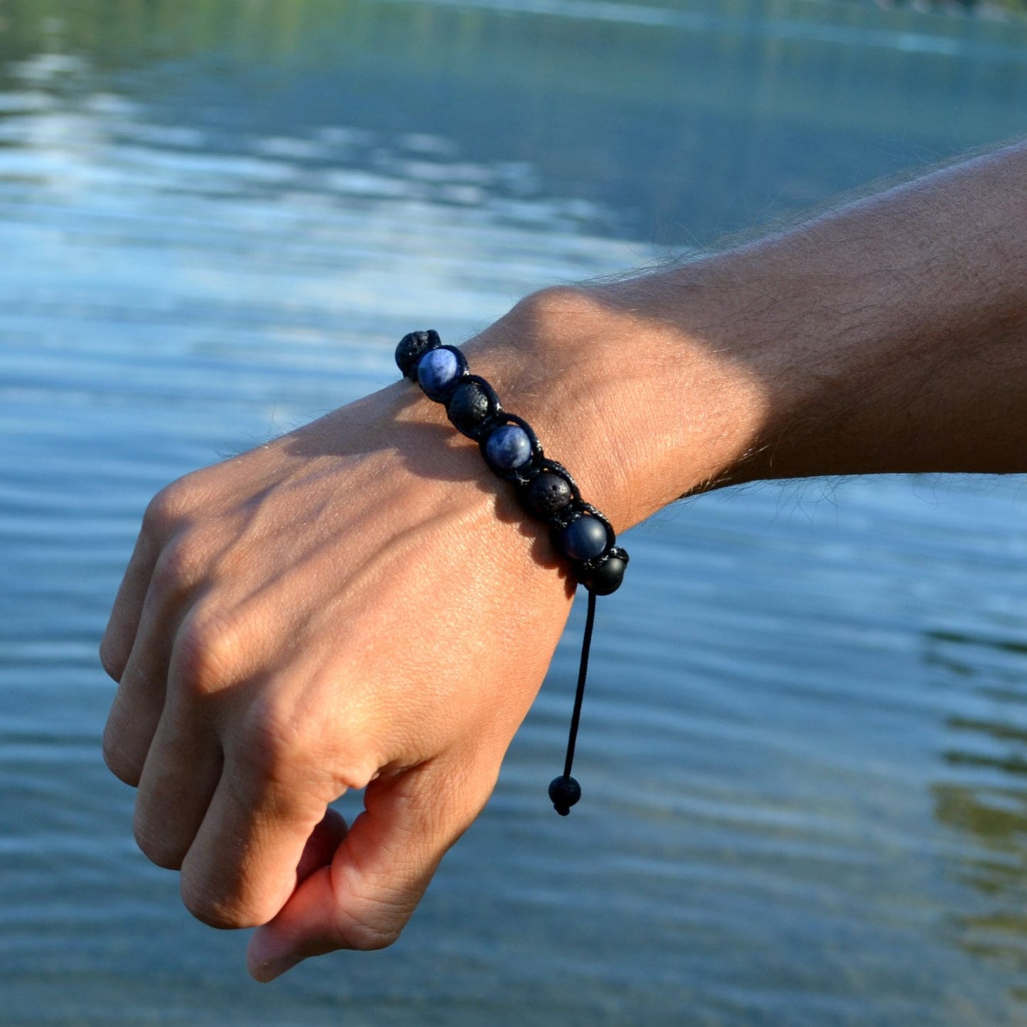 Men's Sodalite Bracelet Black lava Bracelet Crystal Jewelry Onyx Beaded Bracelet Gift for Men Macrame Adjustable Bracelet Stone Bracelet - Shamballa Bracelet - Mantra Bracelet - Yoga Bracelet - Birthstone Bracelet - Gemstone Bracelet Men - Chakra Bracelet - Macrame Bracelet - Healing Bracelet - Gift for Father - Gift For Men - Valinde