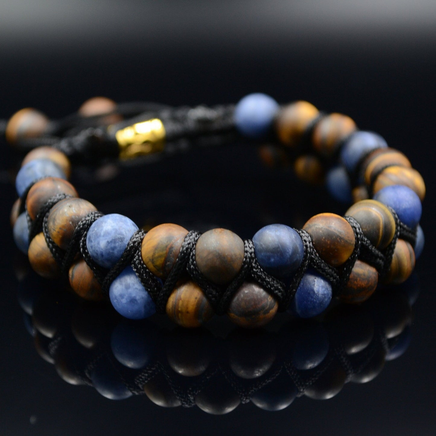 Matte Tiger's Eye Sodalite Bracelet Men's Double Bracelet Macrame Bead Bracelet Christmas Gift Gemstone Bracelet Men's Gift Adjustable - Shamballa Bracelet - Mantra Bracelet - Yoga Bracelet - Birthstone Bracelet - Gemstone Bracelet Men - Chakra Bracelet - Macrame Bracelet - Healing Bracelet - Gift for Father - Gift For Men - Valinde