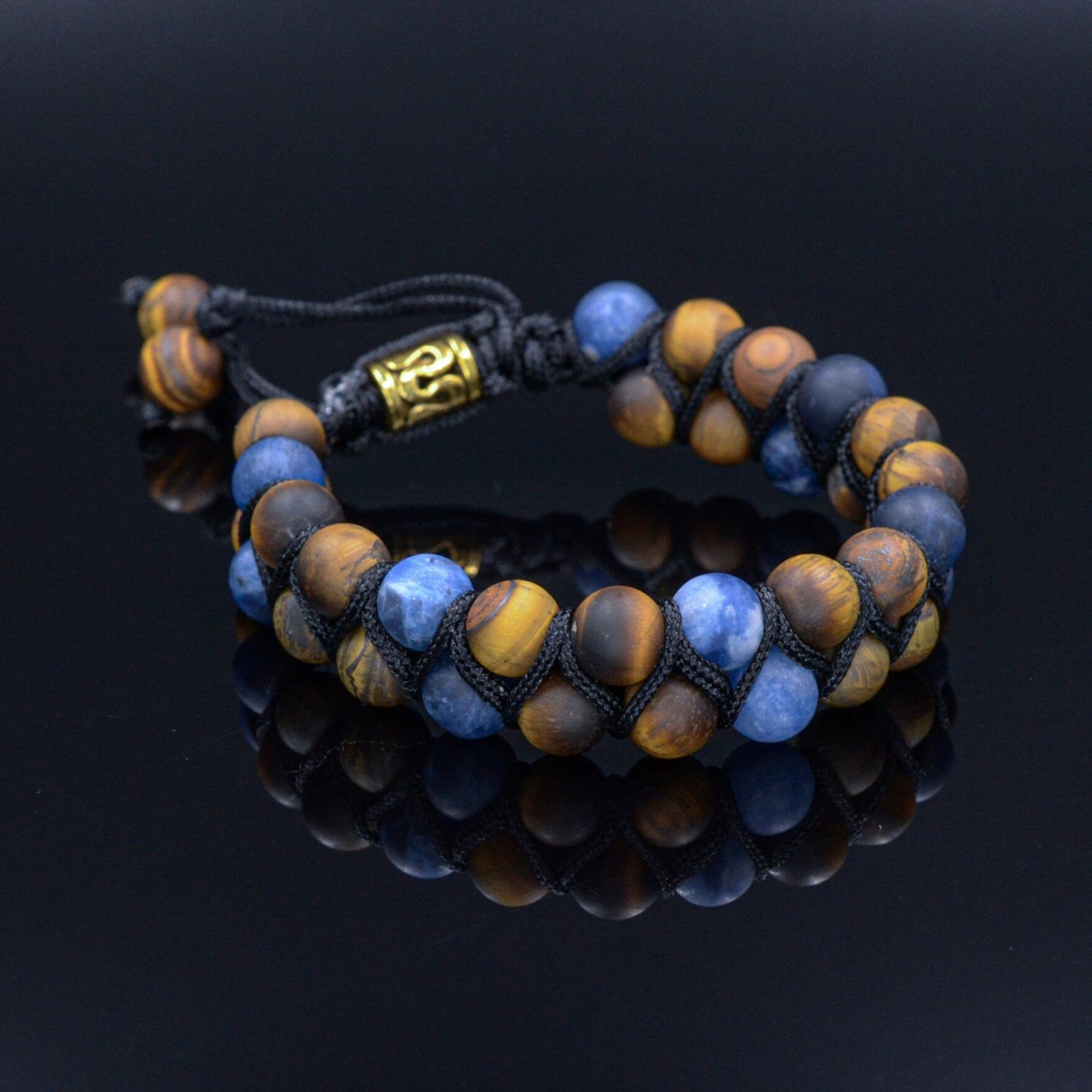 Matte Tiger's Eye Sodalite Bracelet Men's Double Bracelet Macrame Bead Bracelet Christmas Gift Gemstone Bracelet Men's Gift Adjustable - Shamballa Bracelet - Mantra Bracelet - Yoga Bracelet - Birthstone Bracelet - Gemstone Bracelet Men - Chakra Bracelet - Macrame Bracelet - Healing Bracelet - Gift for Father - Gift For Men - Valinde