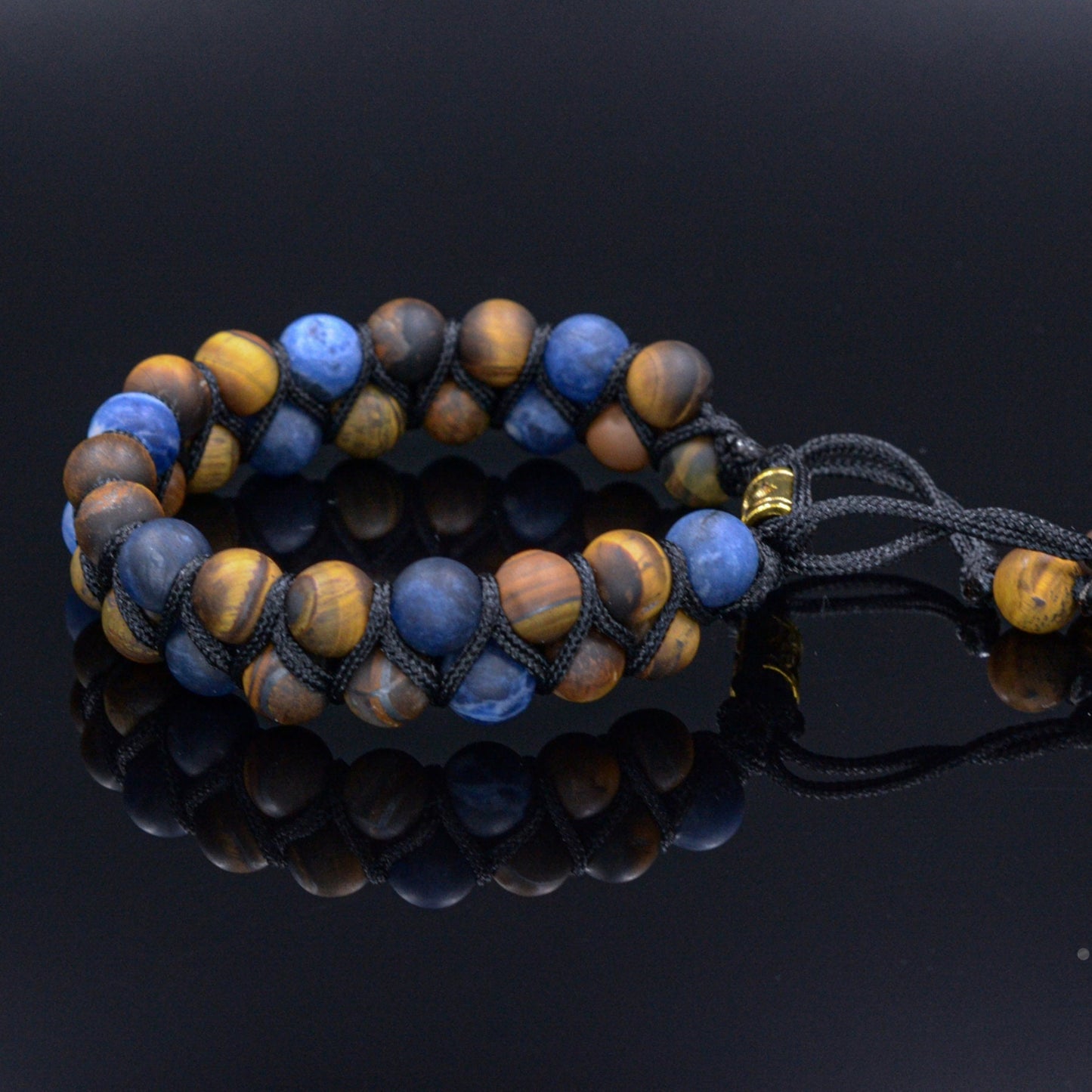 Matte Tiger's Eye Sodalite Bracelet Men's Double Bracelet Macrame Bead Bracelet Christmas Gift Gemstone Bracelet Men's Gift Adjustable - Shamballa Bracelet - Mantra Bracelet - Yoga Bracelet - Birthstone Bracelet - Gemstone Bracelet Men - Chakra Bracelet - Macrame Bracelet - Healing Bracelet - Gift for Father - Gift For Men - Valinde