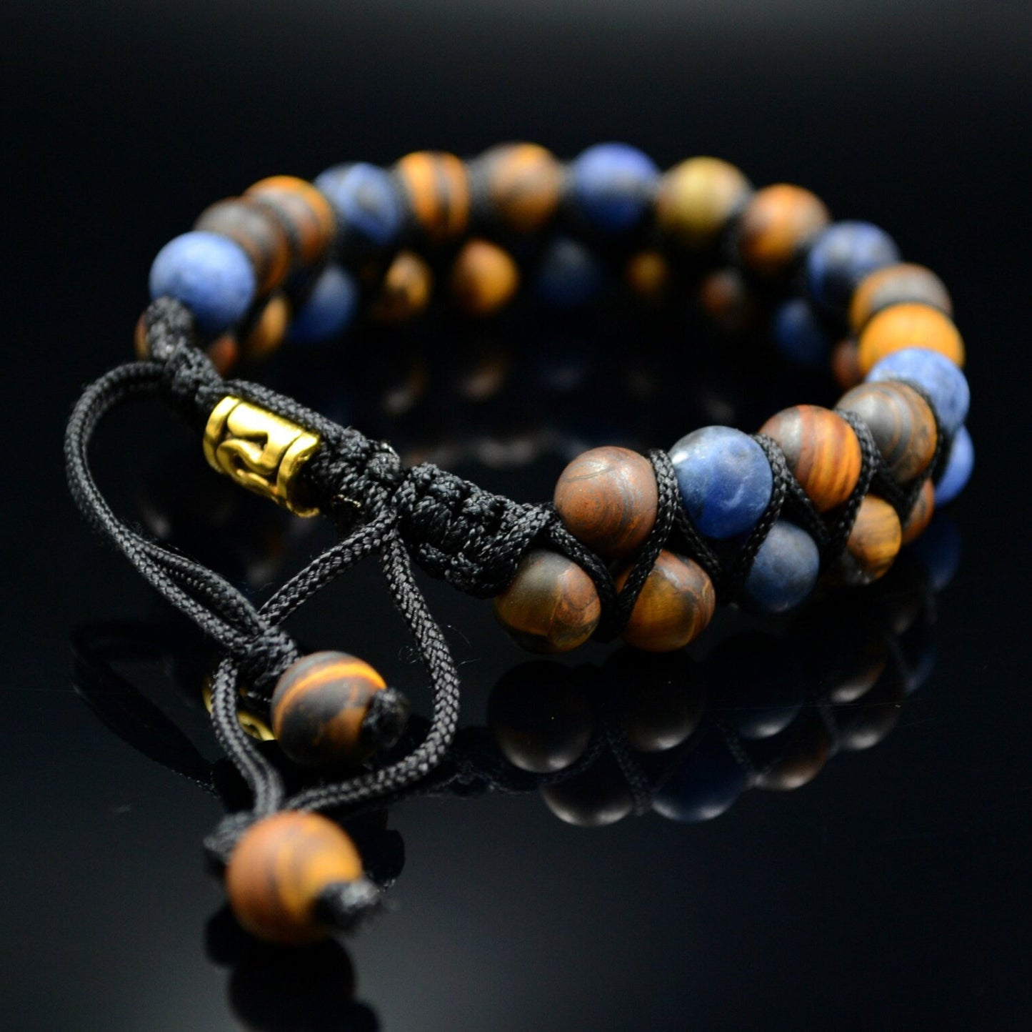 Matte Tiger's Eye Sodalite Bracelet Men's Double Bracelet Macrame Bead Bracelet Christmas Gift Gemstone Bracelet Men's Gift Adjustable - Shamballa Bracelet - Mantra Bracelet - Yoga Bracelet - Birthstone Bracelet - Gemstone Bracelet Men - Chakra Bracelet - Macrame Bracelet - Healing Bracelet - Gift for Father - Gift For Men - Valinde