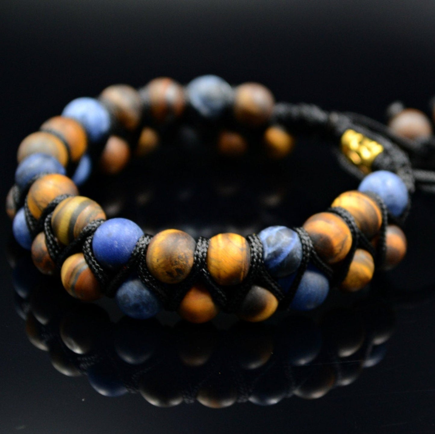 Matte Tiger's Eye Sodalite Bracelet Men's Double Bracelet Macrame Bead Bracelet Christmas Gift Gemstone Bracelet Men's Gift Adjustable - Shamballa Bracelet - Mantra Bracelet - Yoga Bracelet - Birthstone Bracelet - Gemstone Bracelet Men - Chakra Bracelet - Macrame Bracelet - Healing Bracelet - Gift for Father - Gift For Men - Valinde
