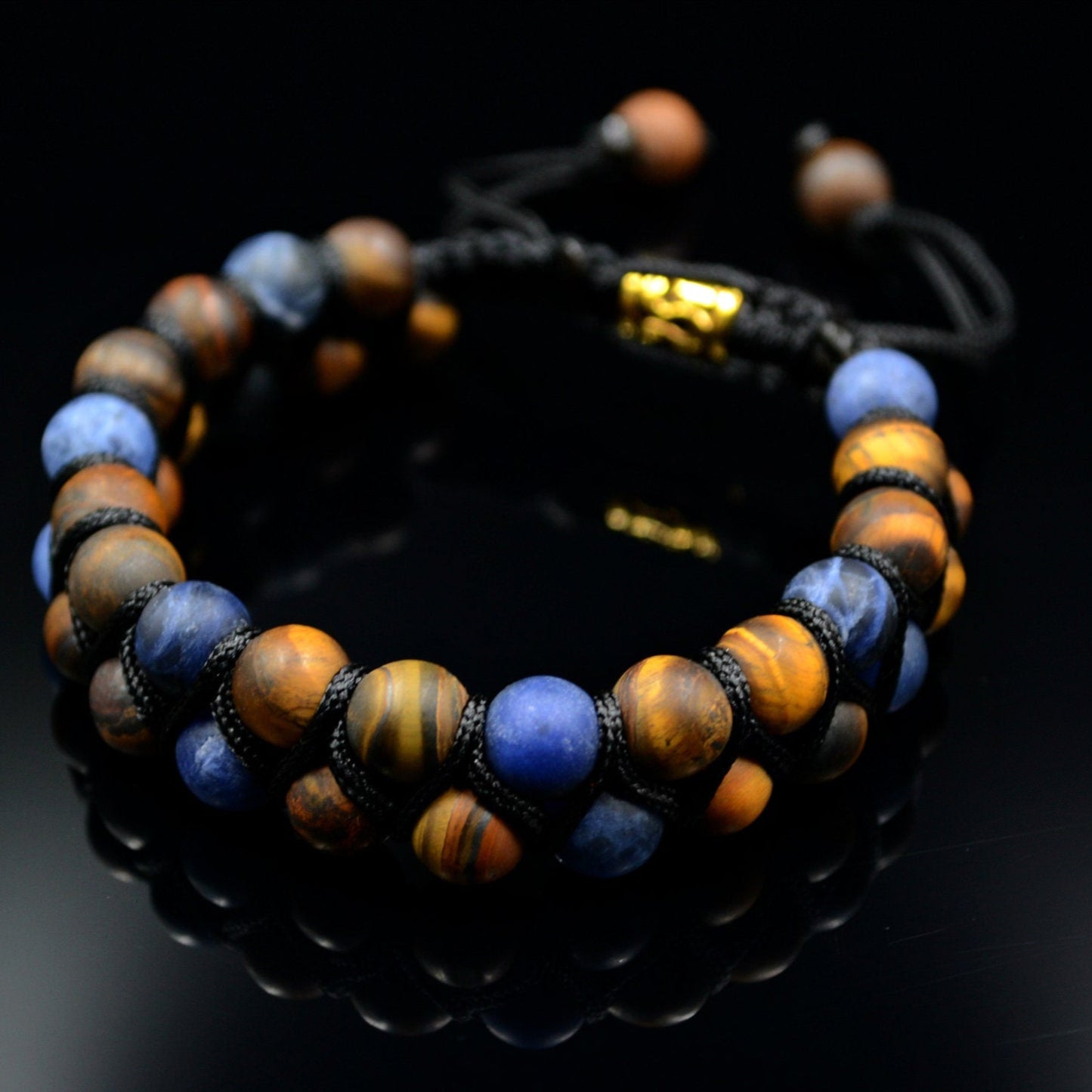 Matte Tiger's Eye Sodalite Bracelet Men's Double Bracelet Macrame Bead Bracelet Christmas Gift Gemstone Bracelet Men's Gift Adjustable - Shamballa Bracelet - Mantra Bracelet - Yoga Bracelet - Birthstone Bracelet - Gemstone Bracelet Men - Chakra Bracelet - Macrame Bracelet - Healing Bracelet - Gift for Father - Gift For Men - Valinde