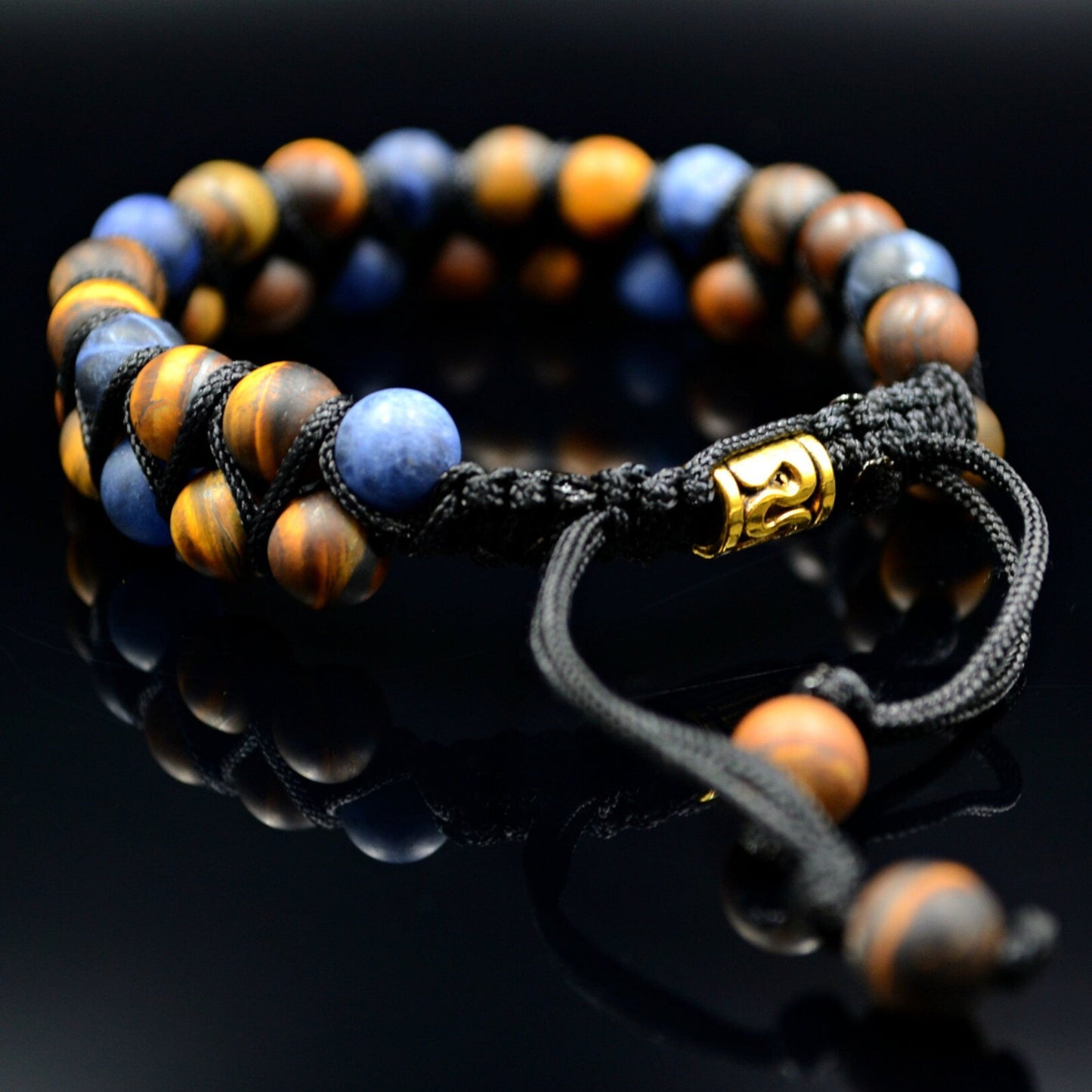 Matte Tiger's Eye Sodalite Bracelet Men's Double Bracelet Macrame Bead Bracelet Christmas Gift Gemstone Bracelet Men's Gift Adjustable - Shamballa Bracelet - Mantra Bracelet - Yoga Bracelet - Birthstone Bracelet - Gemstone Bracelet Men - Chakra Bracelet - Macrame Bracelet - Healing Bracelet - Gift for Father - Gift For Men - Valinde