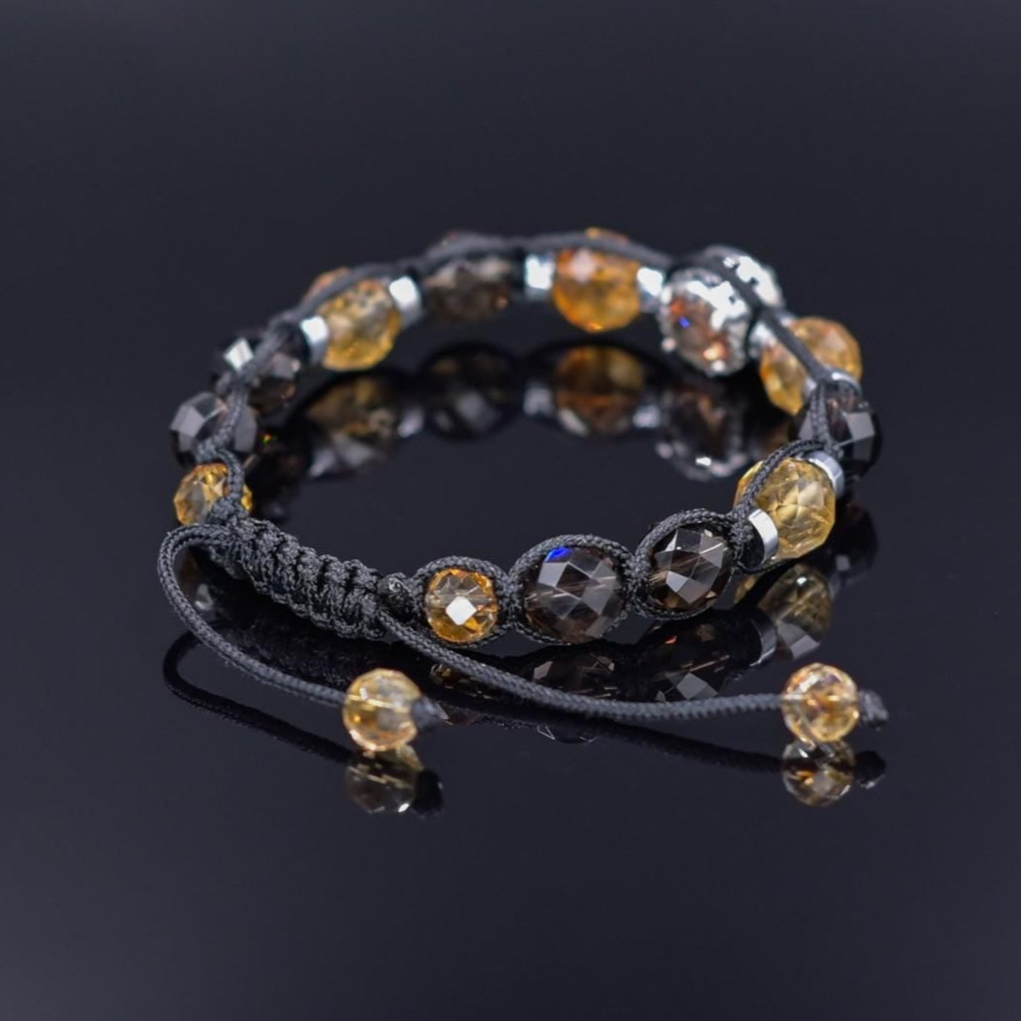 Natural Citrine Bracelet Men, Men's 925 Silver Bead Bracelet, Smoky Quartz Bracelet, Anniversary Gift, Gift for Men, Adjustable Bracelet - Shamballa Bracelet - Birthstone Bracelet - Gemstone Bracelet Men - Chakra Bracelet