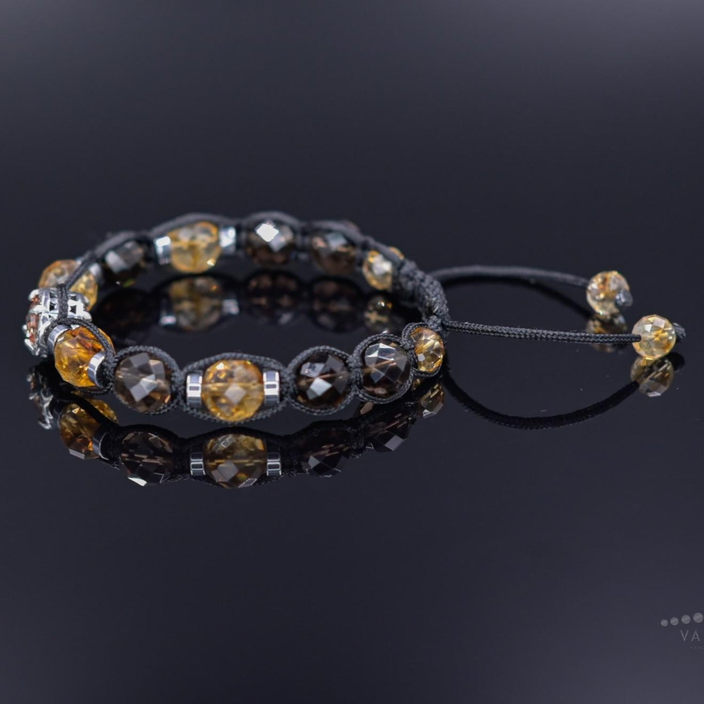 Natural Citrine Bracelet Men, Men's 925 Silver Bead Bracelet, Smoky Quartz Bracelet, Anniversary Gift, Gift for Men, Adjustable Bracelet - Shamballa Bracelet - Birthstone Bracelet - Gemstone Bracelet Men - Chakra Bracelet