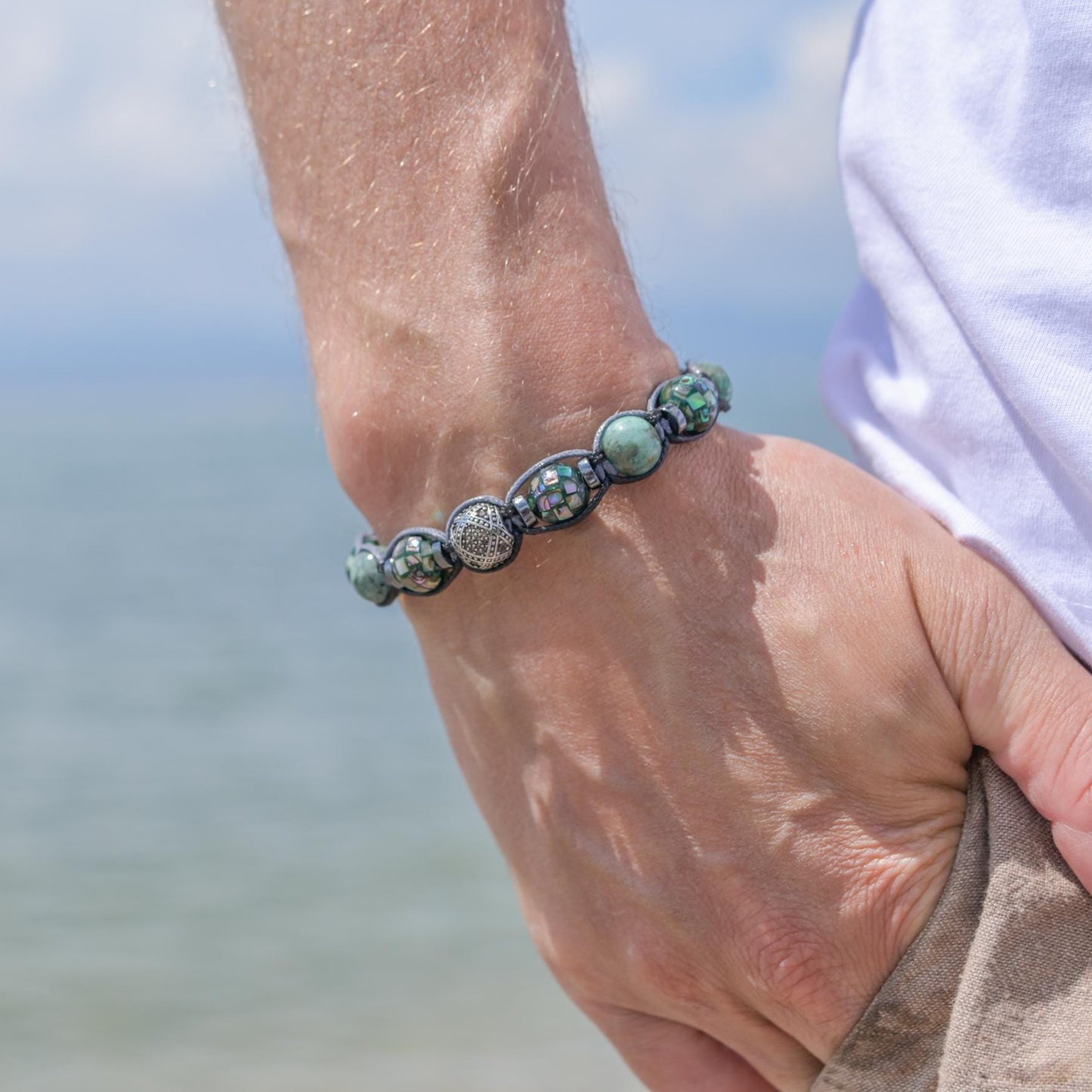 Emerald Bracelet Men, Men's Abalone Shell Emerald Braided Bracelet, Luxury Bracelet, Gift for Men, Gemstone Adjustable Bracelet, Men's Gift - Shamballa Bracelet - Birthstone Bracelet - Gemstone Bracelet Men - Chakra Bracelet - Macrame Bracelet - Healing Bracelet - Valinde - Shamballa Bracelet - Birthstone Bracelet - Gemstone Bracelet Men - Chakra Bracelet - Macrame Bracelet - Healing Bracelet - Valinde
