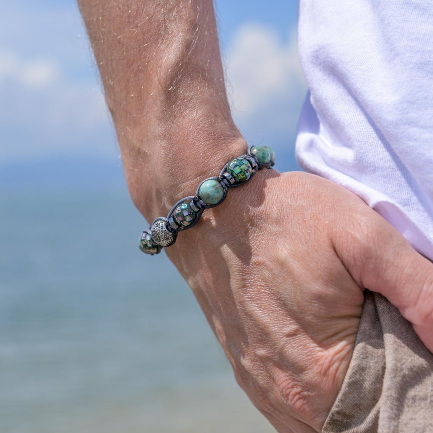 Emerald Bracelet Men, Men's Abalone Shell Emerald Braided Bracelet, Luxury Bracelet, Gift for Men, Gemstone Adjustable Bracelet, Men's Gift - Shamballa Bracelet - Birthstone Bracelet - Gemstone Bracelet Men - Chakra Bracelet - Macrame Bracelet - Healing Bracelet - Valinde - Shamballa Bracelet - Birthstone Bracelet - Gemstone Bracelet Men - Chakra Bracelet - Macrame Bracelet - Healing Bracelet - Valinde