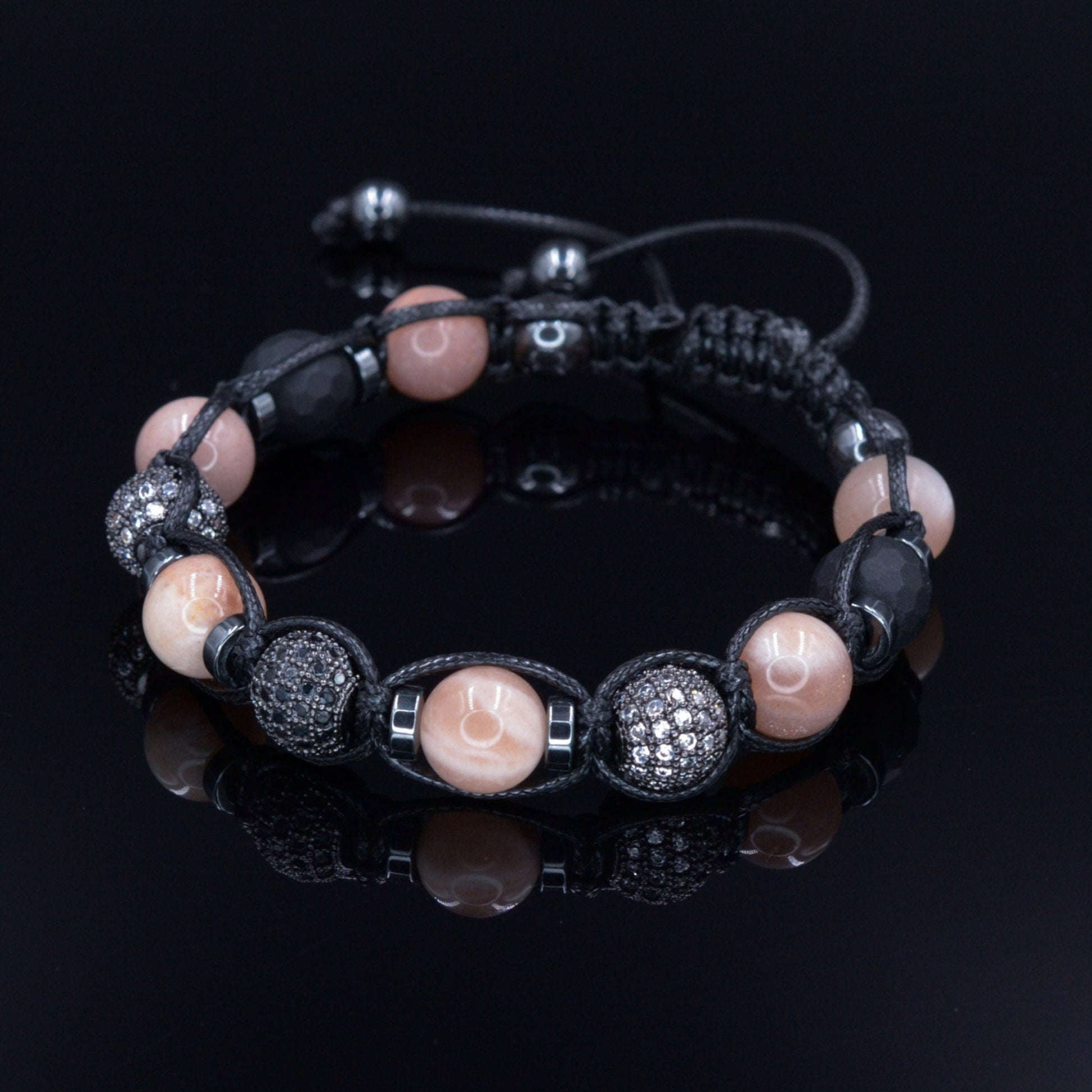 Men's Sunstone Crystal Braided Bracelet - CZ Bead Bracelet - Gift for Men - Adjustable Macrame Bracelet - Onyx & Hematite Bracelet for Men- Shamballa Bracelet - Birthstone Bracelet - Gemstone Bracelet Men - Chakra Bracelet - Macrame Bracelet - Healing Bracelet - Valinde - Shamballa Bracelet - Birthstone Bracelet - Gemstone Bracelet Men - Chakra Bracelet - Macrame Bracelet - Healing Bracelet - Valinde