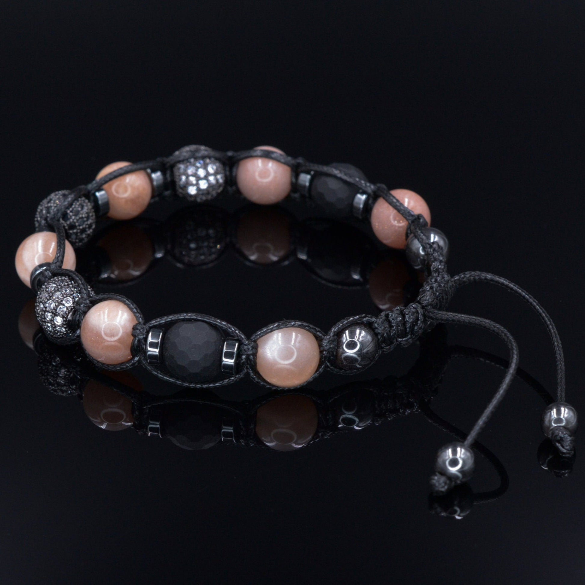 Men's Sunstone Crystal Braided Bracelet - CZ Bead Bracelet - Gift for Men - Adjustable Macrame Bracelet - Onyx & Hematite Bracelet for Men- Shamballa Bracelet - Birthstone Bracelet - Gemstone Bracelet Men - Chakra Bracelet - Macrame Bracelet - Healing Bracelet - Valinde - Shamballa Bracelet - Birthstone Bracelet - Gemstone Bracelet Men - Chakra Bracelet - Macrame Bracelet - Healing Bracelet - Valinde