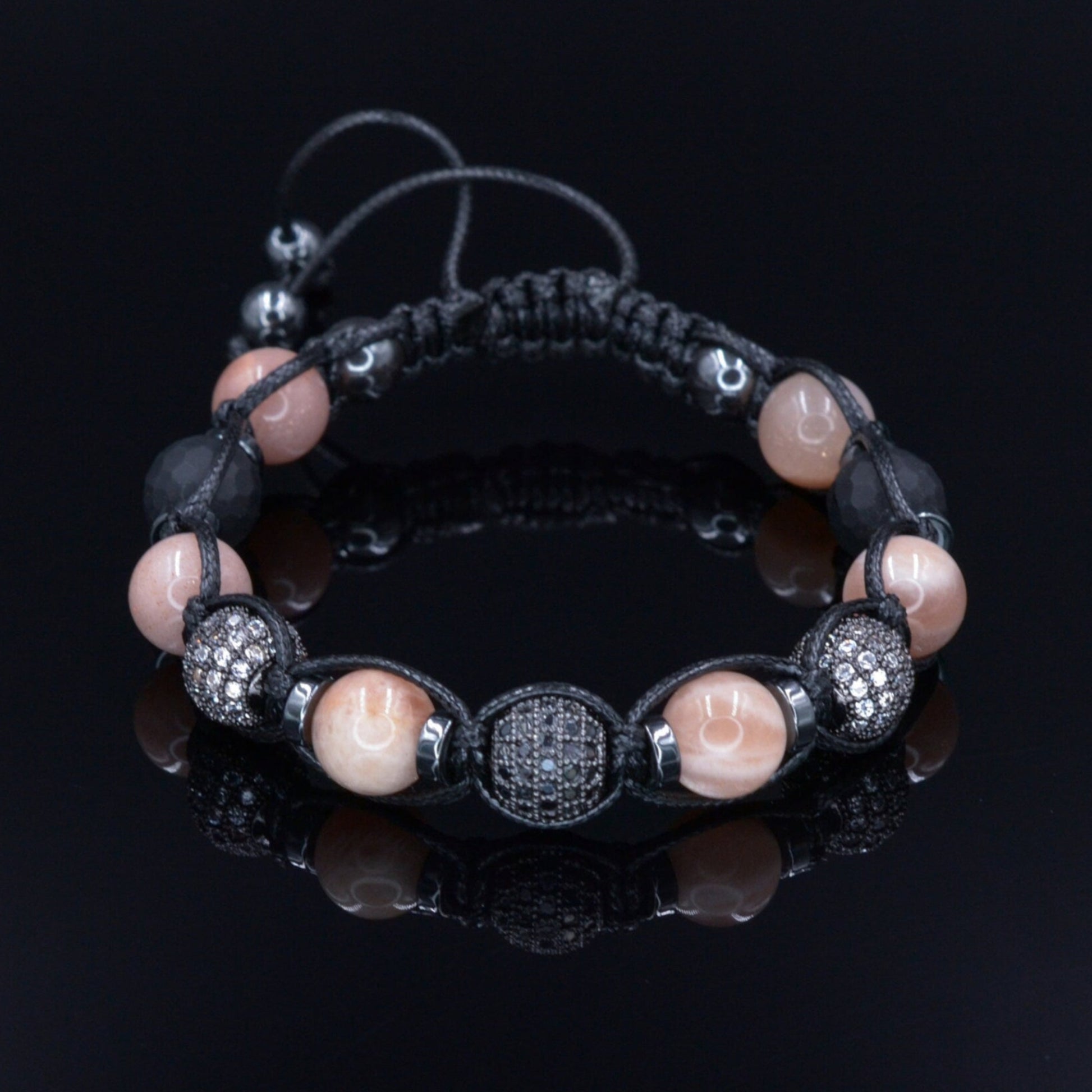 Men's Sunstone Crystal Braided Bracelet - CZ Bead Bracelet - Gift for Men - Adjustable Macrame Bracelet - Onyx & Hematite Bracelet for Men- Shamballa Bracelet - Birthstone Bracelet - Gemstone Bracelet Men - Chakra Bracelet - Macrame Bracelet - Healing Bracelet - Valinde - Shamballa Bracelet - Birthstone Bracelet - Gemstone Bracelet Men - Chakra Bracelet - Macrame Bracelet - Healing Bracelet - Valinde