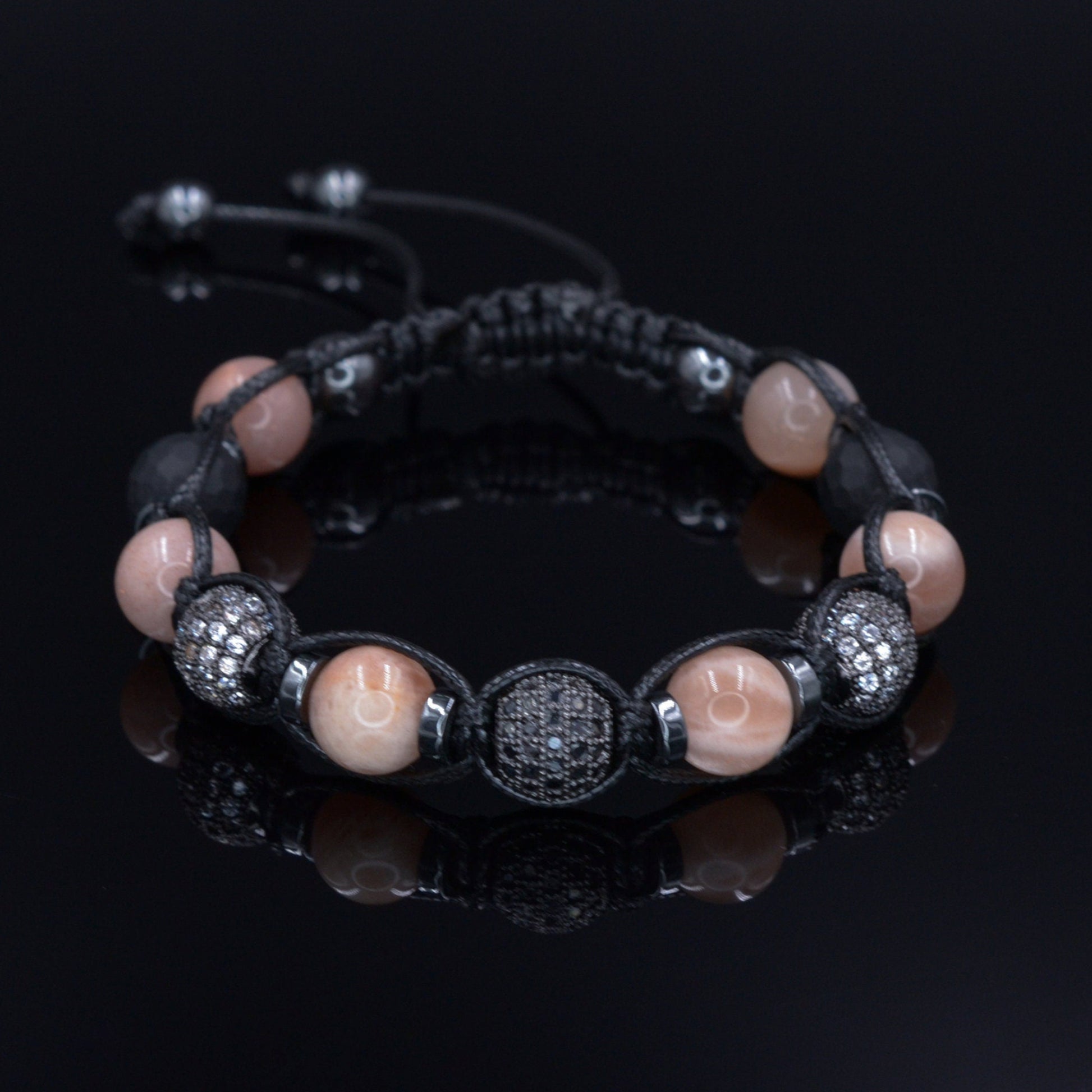 Men's Sunstone Crystal Braided Bracelet - CZ Bead Bracelet - Gift for Men - Adjustable Macrame Bracelet - Onyx & Hematite Bracelet for Men- Shamballa Bracelet - Birthstone Bracelet - Gemstone Bracelet Men - Chakra Bracelet - Macrame Bracelet - Healing Bracelet - Valinde - Shamballa Bracelet - Birthstone Bracelet - Gemstone Bracelet Men - Chakra Bracelet - Macrame Bracelet - Healing Bracelet - Valinde