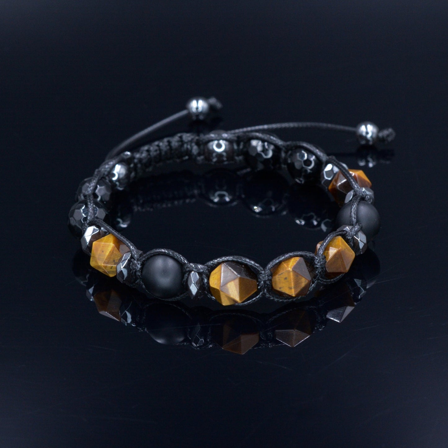 Tiger's Eye Bracelet Men - Black Onyx & Agate Crystal Bracelet - Macrame Bracelet - Gift for Men - Men's Adjustable Beaded Bracelet - Shamballa Bracelet - Birthstone Bracelet - Gemstone Bracelet Men - Chakra Bracelet - Macrame Bracelet - Healing Bracelet - Valinde