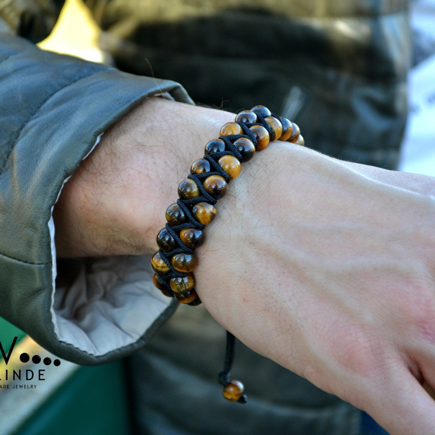 Tiger's Eye Brown Bracelet Men's Double Bracelet Gemstone Adjustable Bracelet Gift for Men Two Rows Bracelet Stone Beads Bracelet - Shamballa Bracelet - Mantra Bracelet - Yoga Bracelet - Birthstone Bracelet - Gemstone Bracelet Men - Chakra Bracelet - Macrame Bracelet - Healing Bracelet - Gift for Father - Gift For Men - Valinde