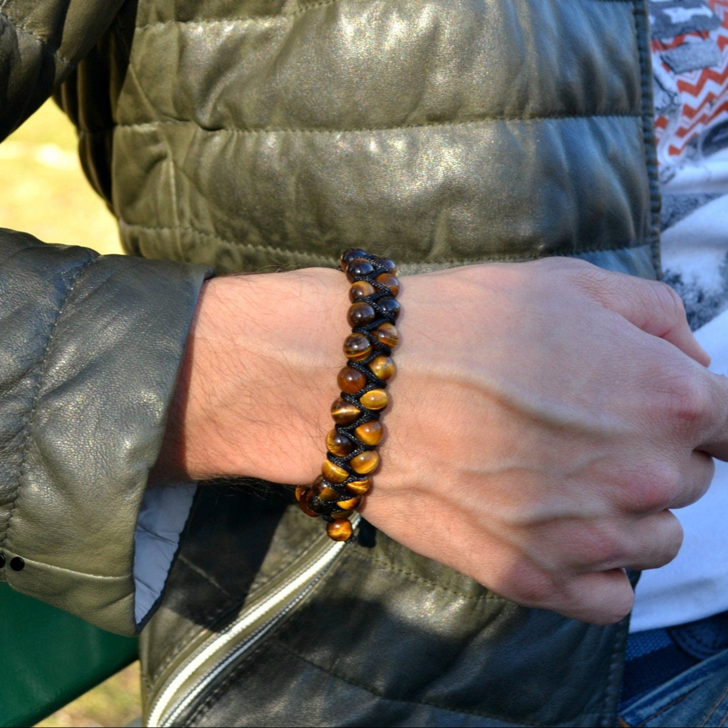 Tiger's Eye Brown Bracelet Men's Double Bracelet Gemstone Adjustable Bracelet Gift for Men Two Rows Bracelet Stone Beads Bracelet - Shamballa Bracelet - Mantra Bracelet - Yoga Bracelet - Birthstone Bracelet - Gemstone Bracelet Men - Chakra Bracelet - Macrame Bracelet - Healing Bracelet - Gift for Father - Gift For Men - Valinde