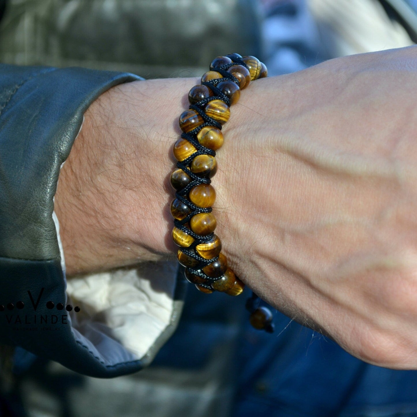 Tiger's Eye Brown Bracelet Men's Double Bracelet Gemstone Adjustable Bracelet Gift for Men Two Rows Bracelet Stone Beads Bracelet - Shamballa Bracelet - Mantra Bracelet - Yoga Bracelet - Birthstone Bracelet - Gemstone Bracelet Men - Chakra Bracelet - Macrame Bracelet - Healing Bracelet - Gift for Father - Gift For Men - Valinde