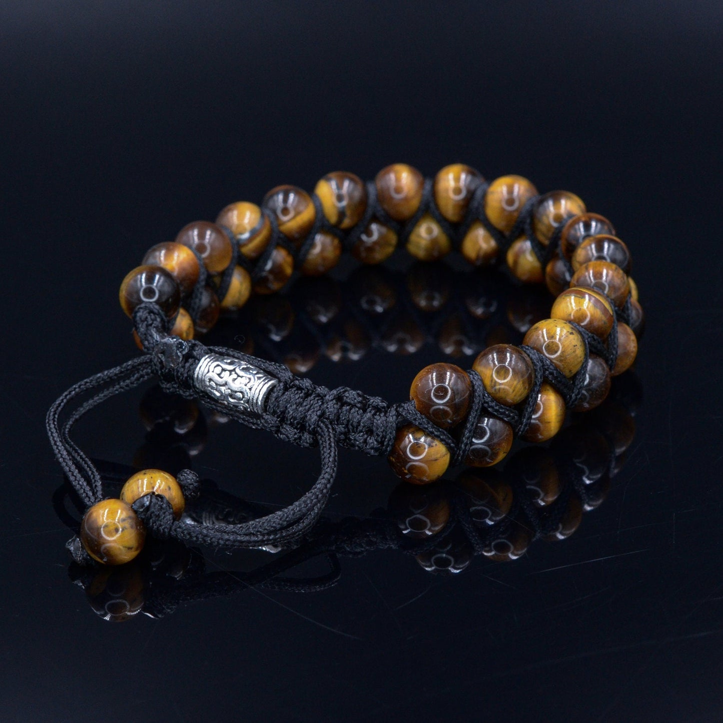 Tiger's Eye Brown Bracelet Men's Double Bracelet Gemstone Adjustable Bracelet Gift for Men Two Rows Bracelet Stone Beads Bracelet - Shamballa Bracelet - Mantra Bracelet - Yoga Bracelet - Birthstone Bracelet - Gemstone Bracelet Men - Chakra Bracelet - Macrame Bracelet - Healing Bracelet - Gift for Father - Gift For Men - Valinde