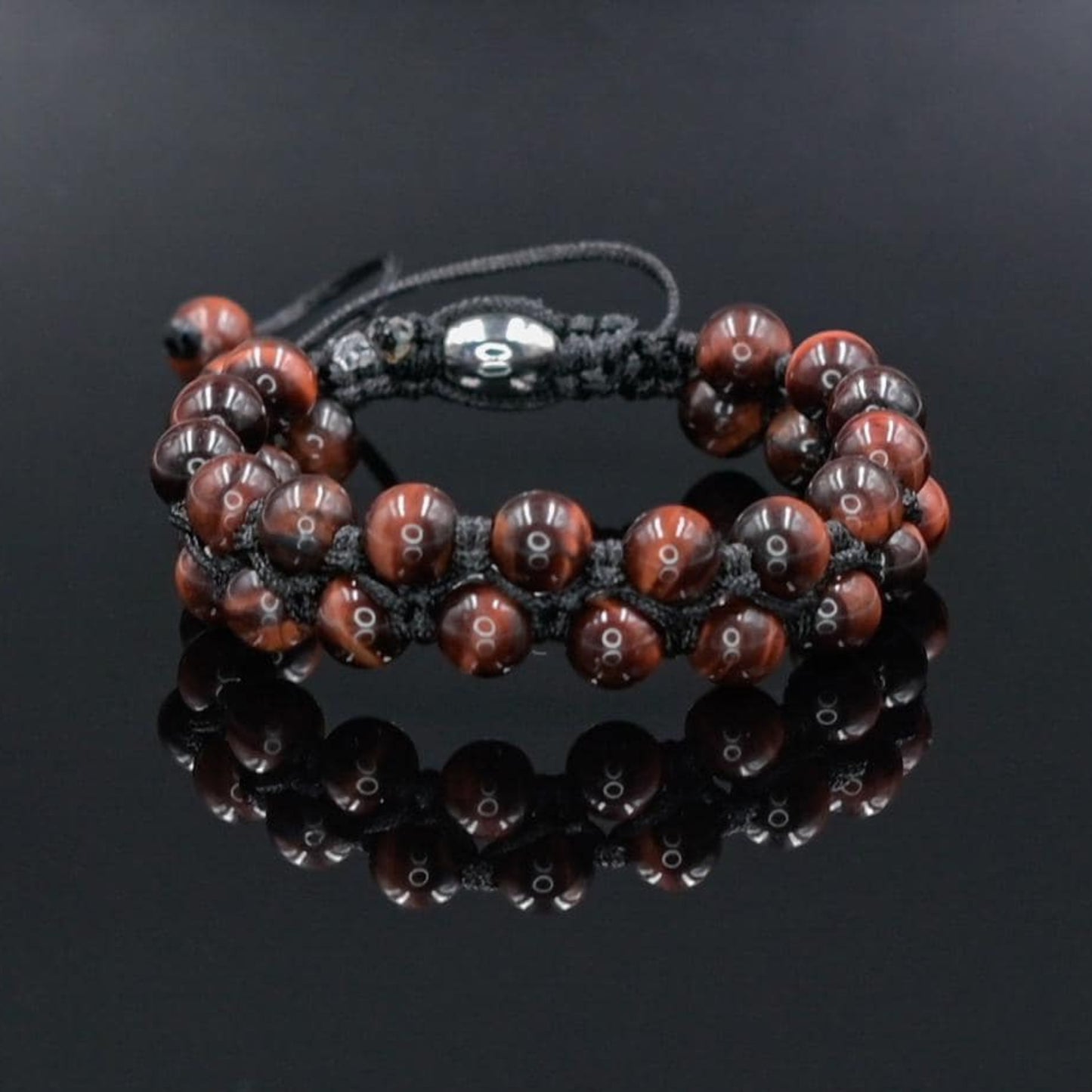 Red Tiger's Eye Double Bracelet, Men's Gemstone Beaded Adjustable Macrame Bracelet, Gift for Men, Tiger Eye Bracelet, Stone Bracelet - Shamballa Bracelet - Mantra Bracelet - Yoga Bracelet - Birthstone Bracelet - Gemstone Bracelet Men - Chakra Bracelet - Macrame Bracelet - Healing Bracelet - Gift for Father - Gift For Men - Valinde