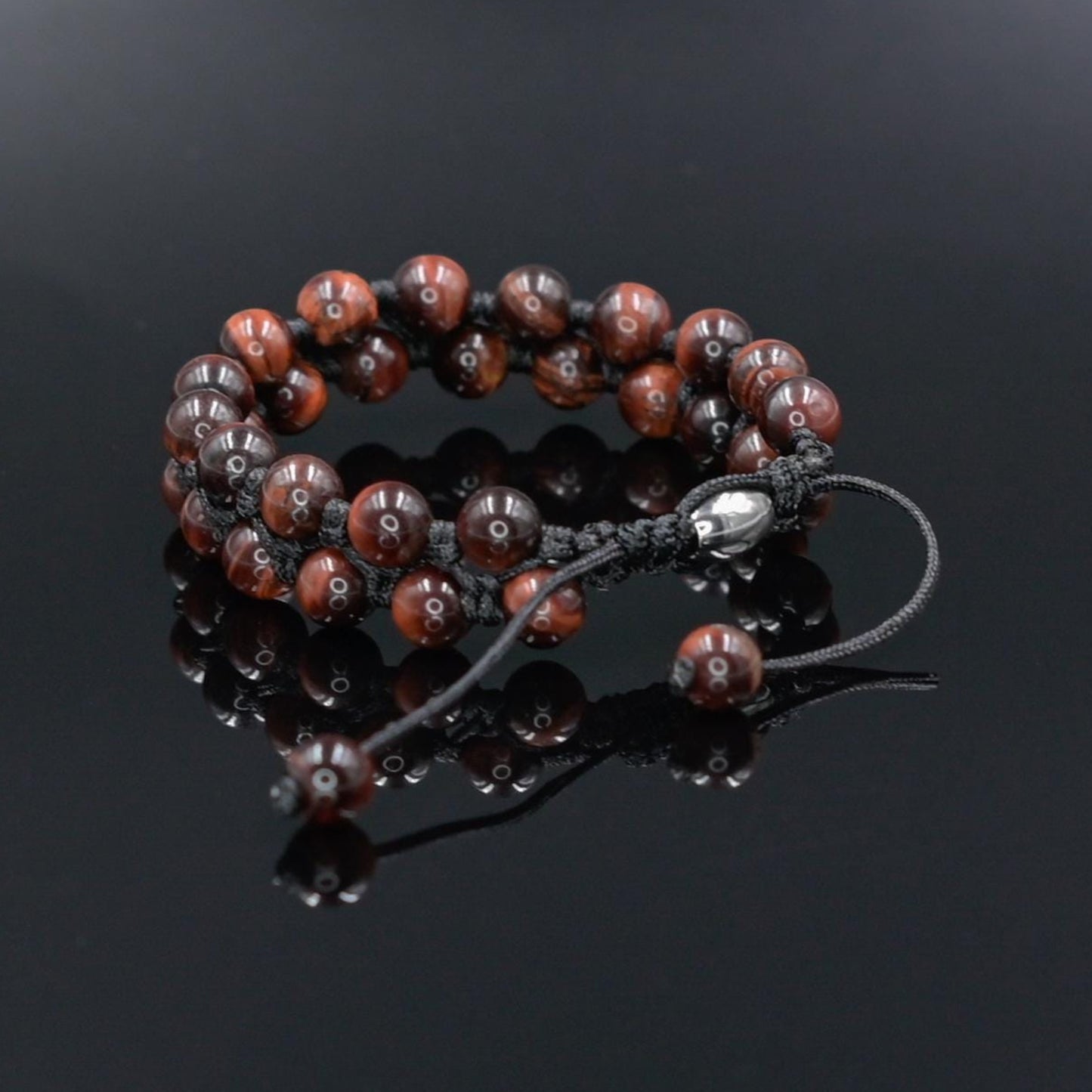 Red Tiger's Eye Double Bracelet, Men's Gemstone Beaded Adjustable Macrame Bracelet, Gift for Men, Tiger Eye Bracelet, Stone Bracelet - Shamballa Bracelet - Mantra Bracelet - Yoga Bracelet - Birthstone Bracelet - Gemstone Bracelet Men - Chakra Bracelet - Macrame Bracelet - Healing Bracelet - Gift for Father - Gift For Men - Valinde