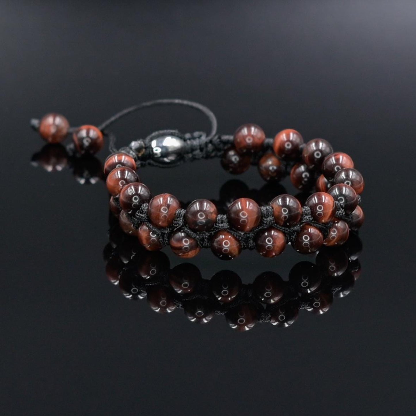 Red Tiger's Eye Double Bracelet, Men's Gemstone Beaded Adjustable Macrame Bracelet, Gift for Men, Tiger Eye Bracelet, Stone Bracelet - Shamballa Bracelet - Mantra Bracelet - Yoga Bracelet - Birthstone Bracelet - Gemstone Bracelet Men - Chakra Bracelet - Macrame Bracelet - Healing Bracelet - Gift for Father - Gift For Men - Valinde