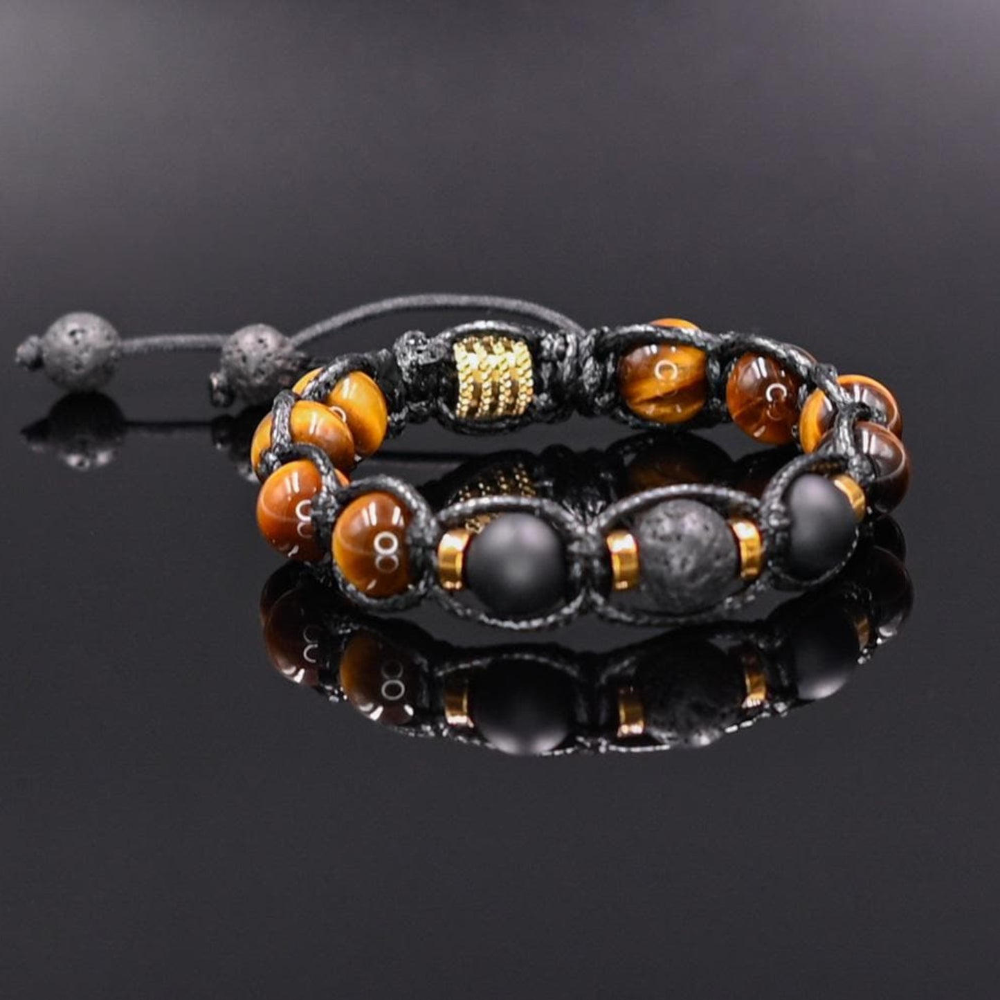 Men's Matte Onyx Bracelet Tiger's Eye Bracelet Stone Macrame Bracelet Gift For Men Lava Stone Bracelet Beaded Bracelet Fathers day Gift - Shamballa Bracelet - Birthstone Bracelet - Gemstone Bracelet Men - Chakra Bracelet - Macrame Bracelet - Healing Bracelet - Valinde