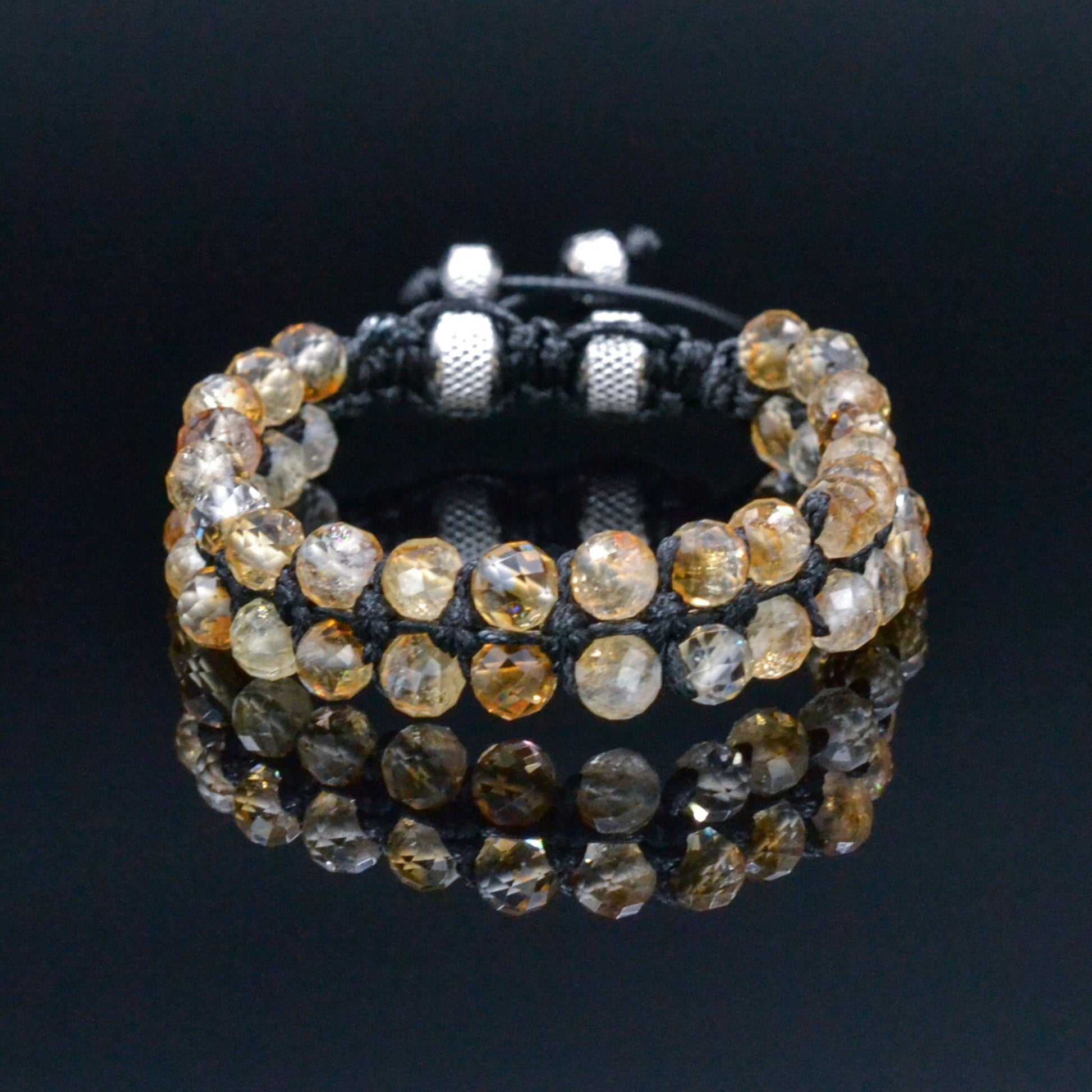Citrine Double Bracelet, Men's Adjustable Double Row Bracelet, Steel Bead Bracelet, Christmas Gift, Macrame Braided Bracelet,Citrine Jewelry  - Shamballa Bracelet - Birthstone Bracelet - Gemstone Bracelet Men - Chakra Bracelet - Macrame Bracelet - Healing Bracelet - Valinde
