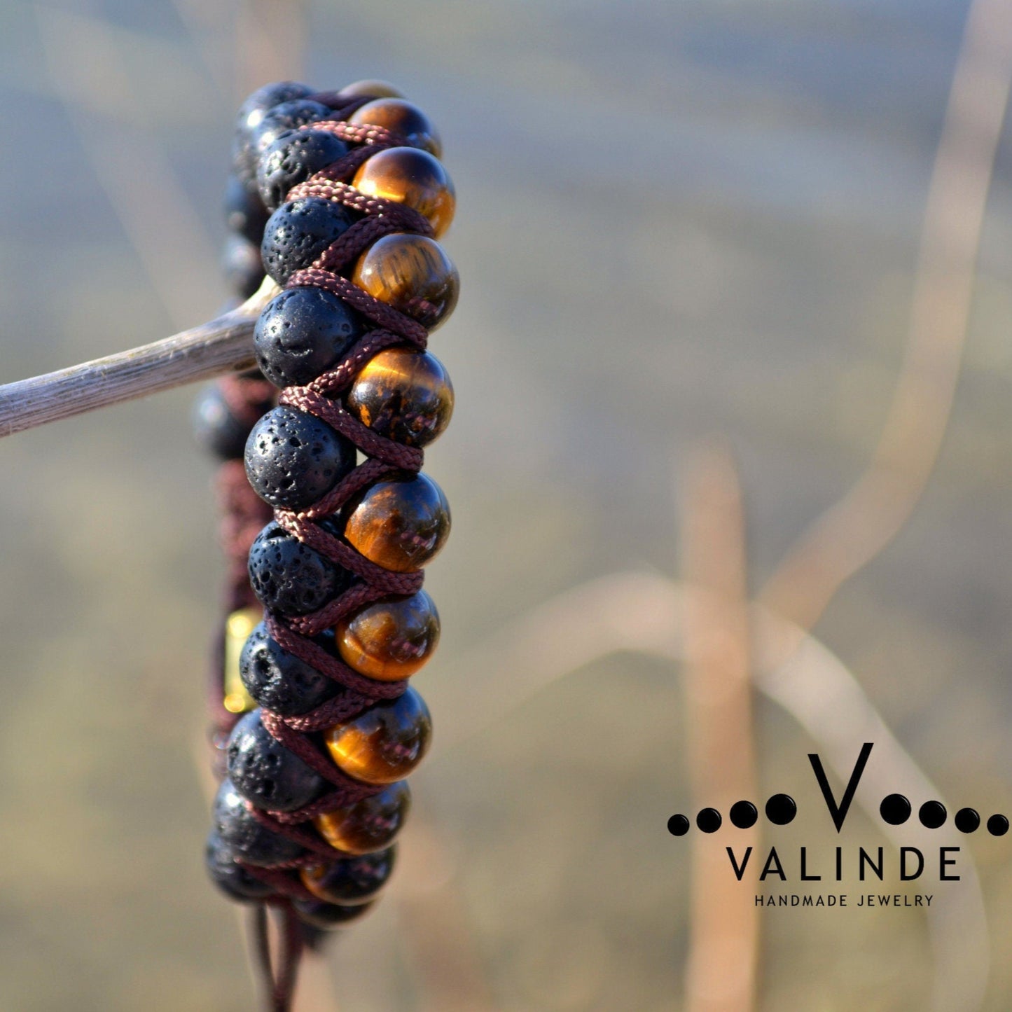Men's Lava Stone Bracelet - Double Row Bracelet - Tiger's Eye Bracelet -Macrame Bracelet - Adjustable Bracelet - Gift for Men - Tiger Eye Bracelet -- Shamballa Bracelet - Birthstone Bracelet - Gemstone Bracelet Men - Chakra Bracelet - Macrame Bracelet - Healing Bracelet