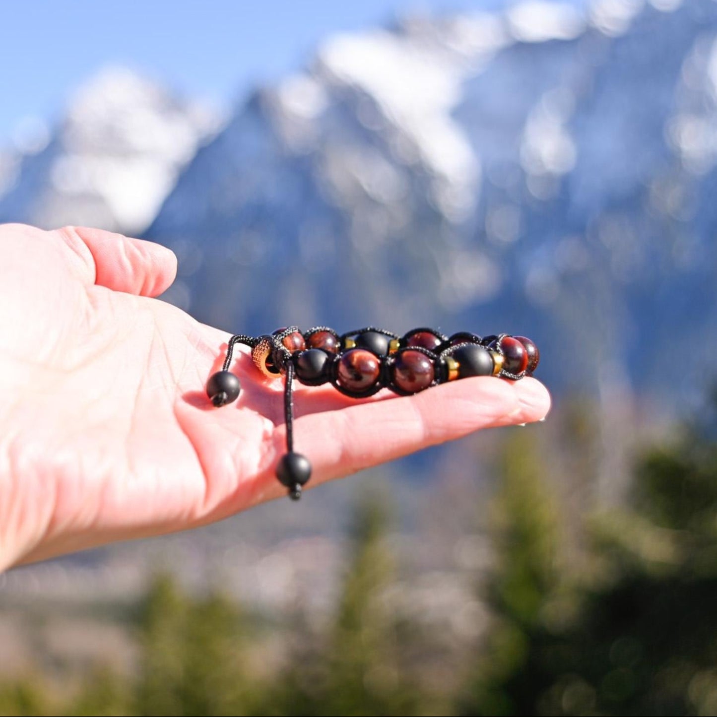 Red Tiger's Eye Onyx Gemstone Braided Bracelet, Men's Adjustable Macrame Bracelet, Father's Day Gift, Gift for Him, Gift for Men, Men's Gift - Shamballa Bracelet - Birthstone Bracelet - Gemstone Bracelet Men - Chakra Bracelet