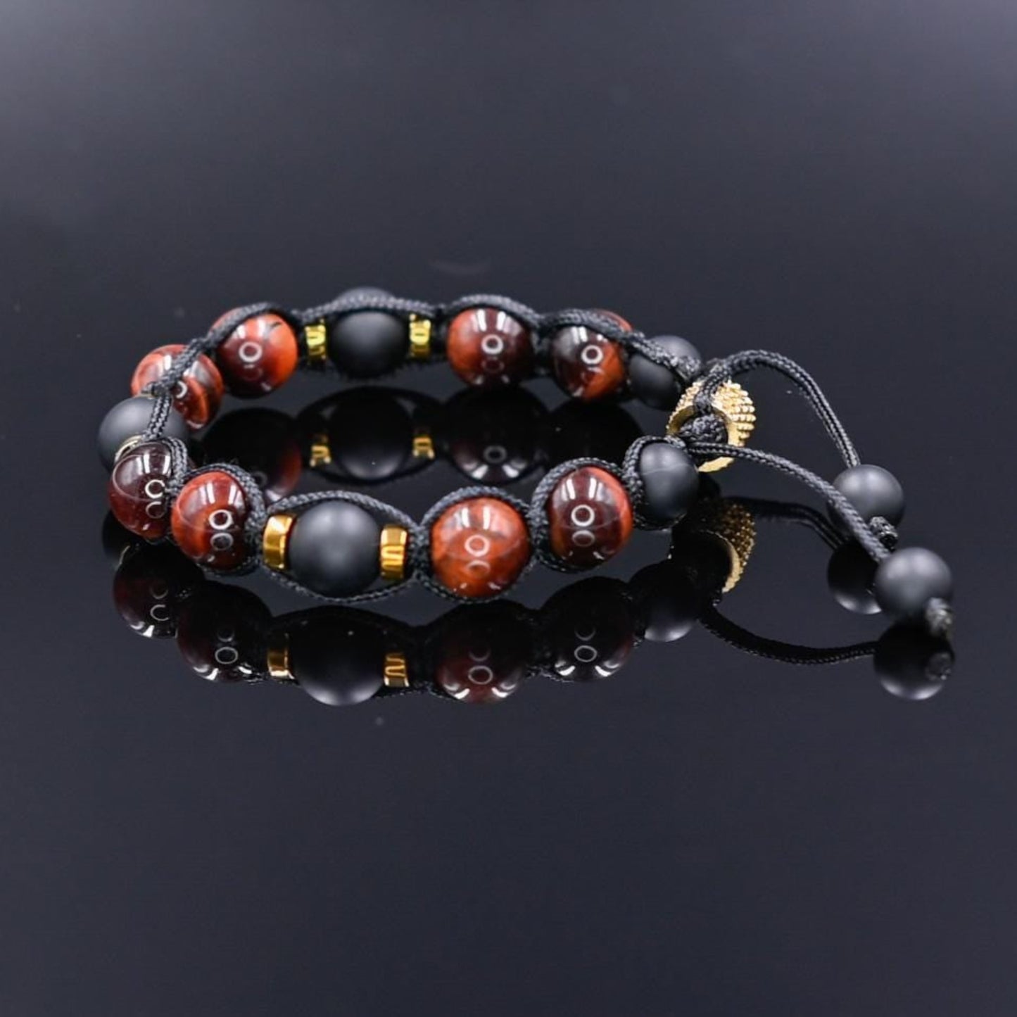 Red Tiger's Eye Onyx Gemstone Braided Bracelet, Men's Adjustable Macrame Bracelet, Father's Day Gift, Gift for Him, Gift for Men, Men's Gift - Shamballa Bracelet - Birthstone Bracelet - Gemstone Bracelet Men - Chakra Bracelet